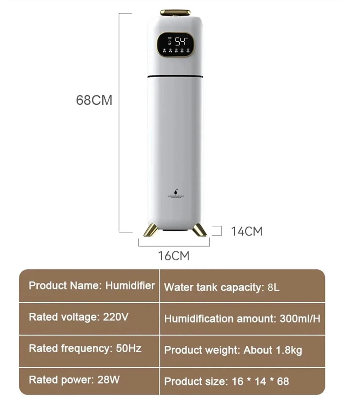 Mobigon Humidifiers for Bedroom Large Room - 8L Air Humidifier with Essential Oil Diffuser, Top Fill Cool Mist for Home Bedroom Baby Nursery Whole House Office Plant - White Gold