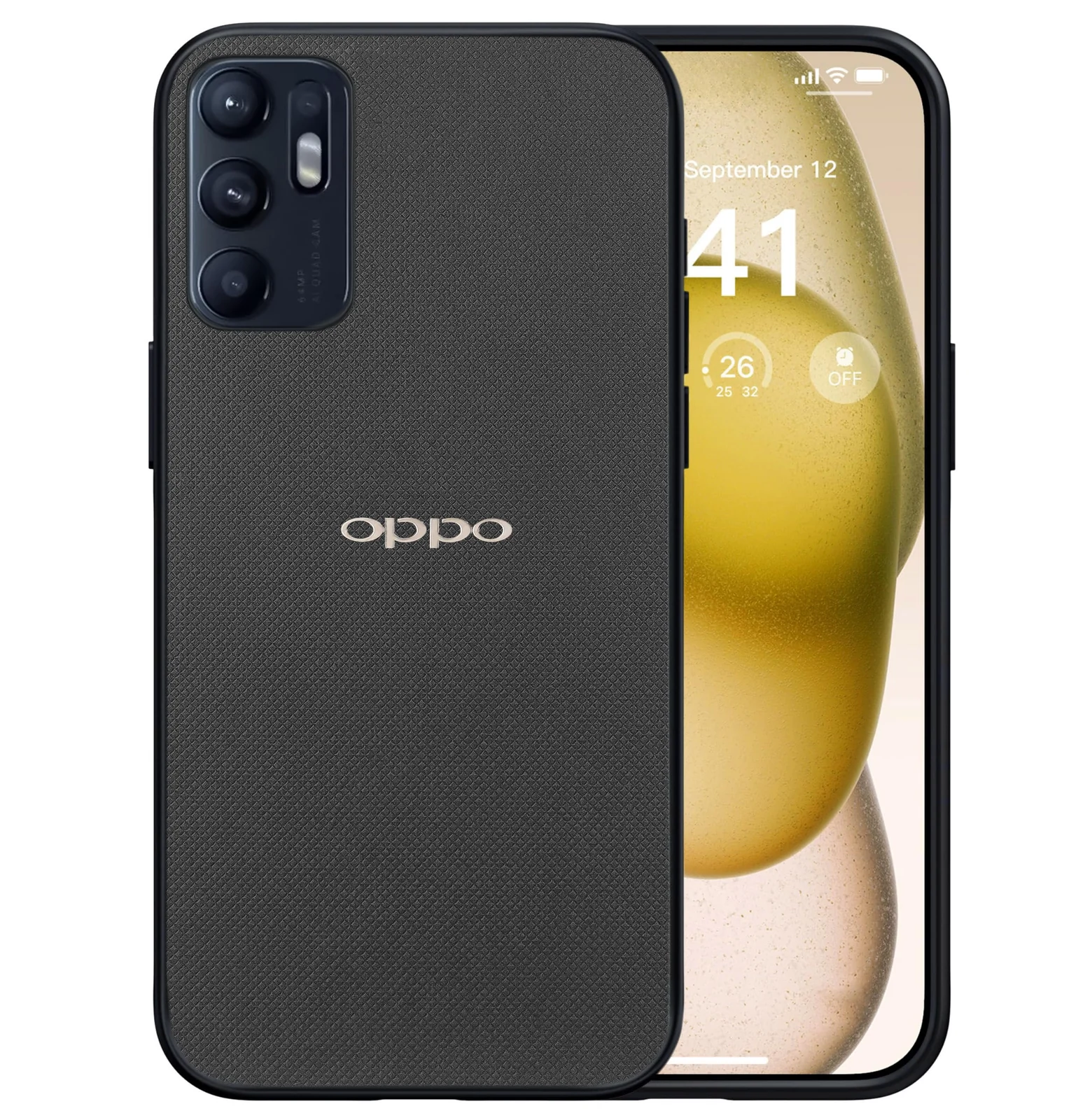Dl3 Mobilak Compatible with Oppo Reno 6 4G (Not Reno6 5G) Case Dual Layer Heavy Duty Cell Phone Protective Cover Shockproof Rugged with Non-Slip Textured - Black