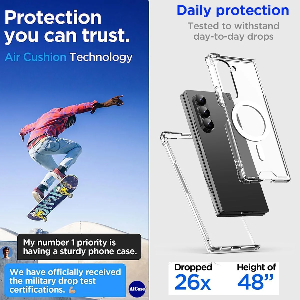 DL3 Mobilak for Case for Samsung Galaxy Z Fold 6 (2024), Magnetic Case for MagSafe, Anti Yellowing Hard PC Back Slim Shockproof Anti-Scratch Phone Case Cover for Samsung Z Fold 6 - Clear