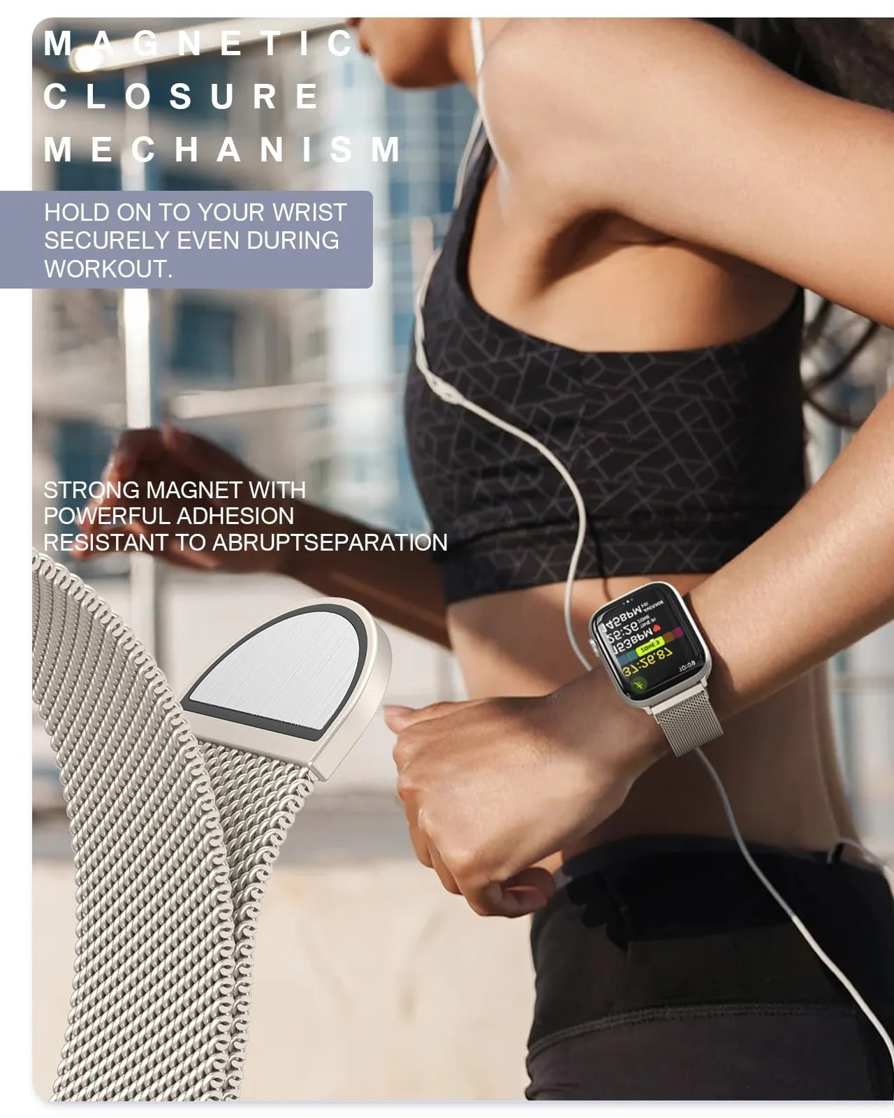 DL3 MOBILAK Milanese Loop Compatible With Apple Watch 38mm 40mm 41mm 42mm(Series 11 10), Stainless Steel Mesh Band Magnetic Clasp, Adjustable Metal Strap for iWatch Series 11 10 9 8 7 6 5 4 3 2 1 SE - Starlight