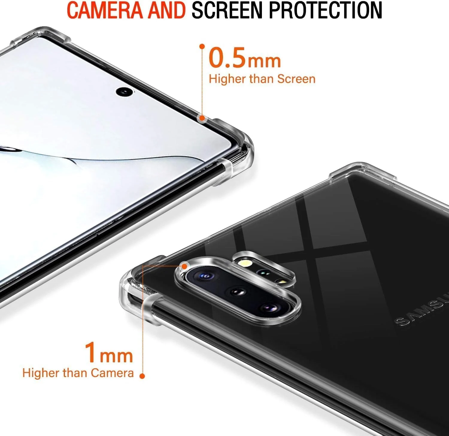 DL3 MOBILAK Clear Soft TPU Phone Case for Samsung Galaxy Note 10 Plus - Clear