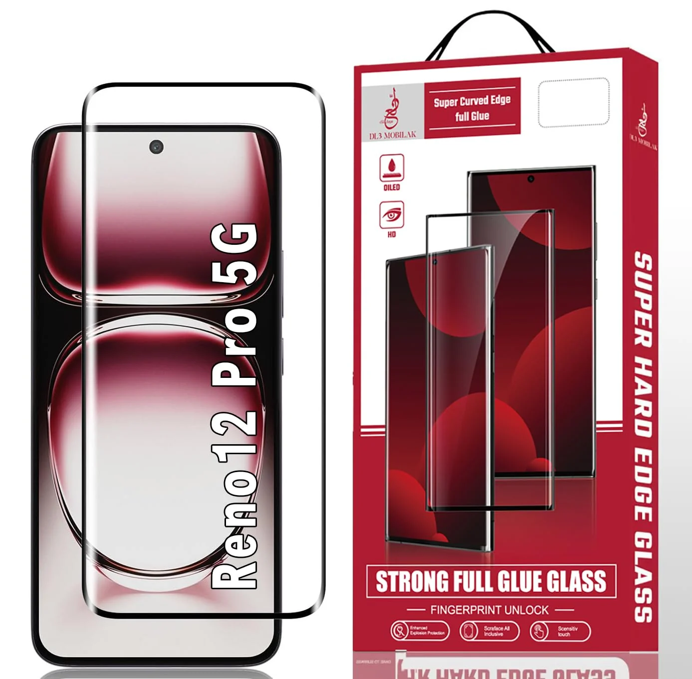 DL3 Mobilak Screen Protector for OPPO Reno 12 PRO, Tempered Glass Screen Saver Premium HD Protective, Scratch Resistant, NO-Bubble, 9H Hardness, Full Coverage Film - Clear