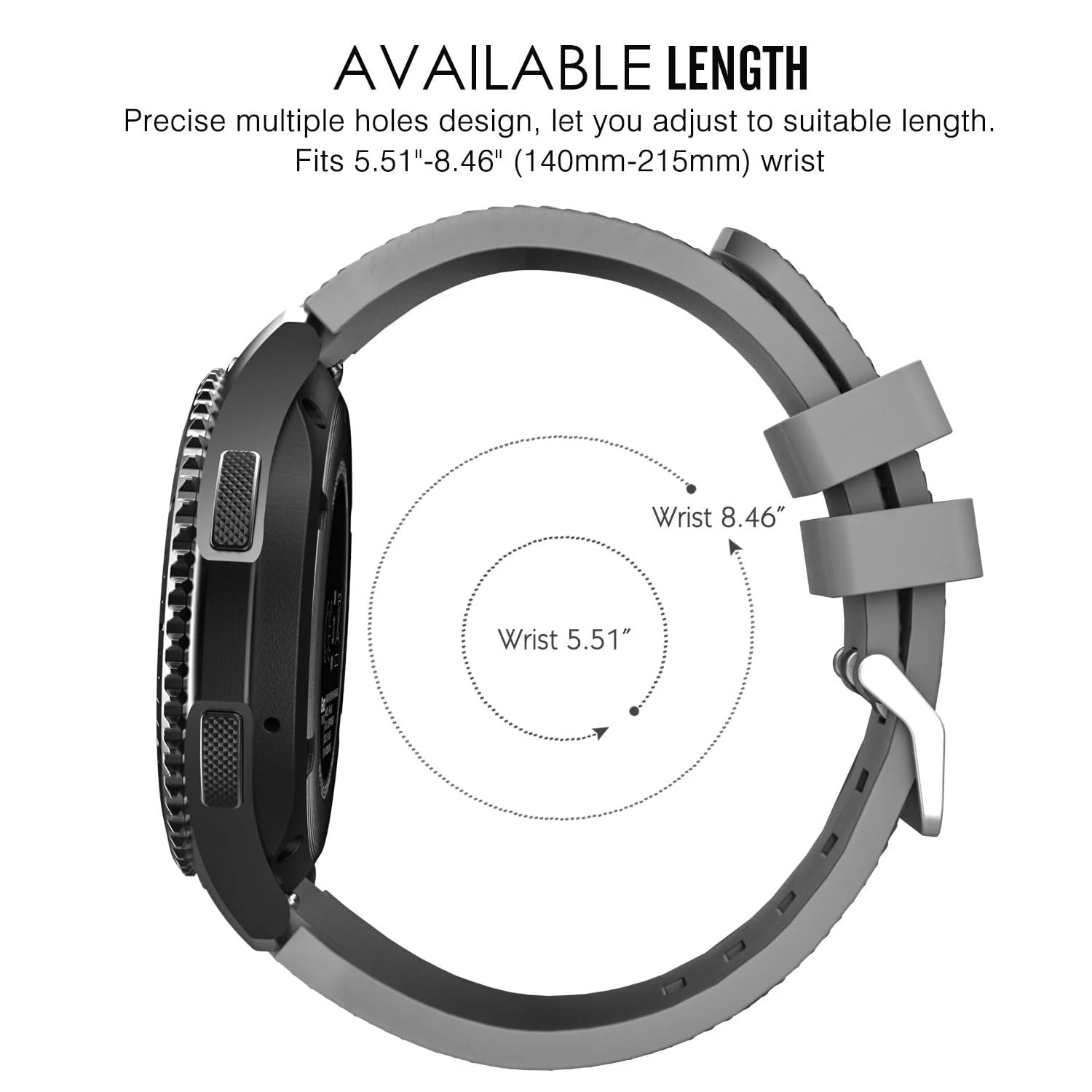 DL3 Mobilak Sport Silicone Band 20MM Strap For Samsung Gear Sport/Watch 6/5/4/5 Pro 45mm/S2 classic/active 2 40mm 44mm/Amazfit GTS/2/2e/GTS3/3 Pro/2 Mini/3 Mini/Bip 3/Bip 3 Pro - Gray