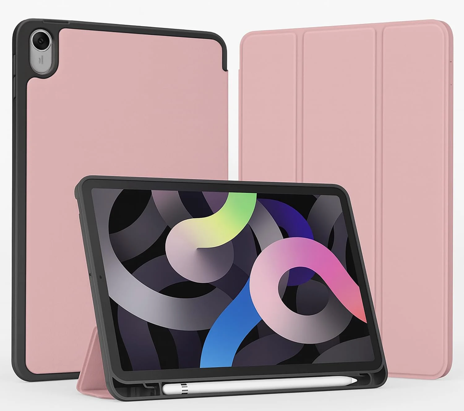 DL3 Mobilak Huawei MatePad 11.5-inch Released 2023 Tablet Cover Case with Pencil Holder, Soft TPU Back Trifold Stand Protective Smart Cover Flip, Auto Wake&Sleep - Rose Gold