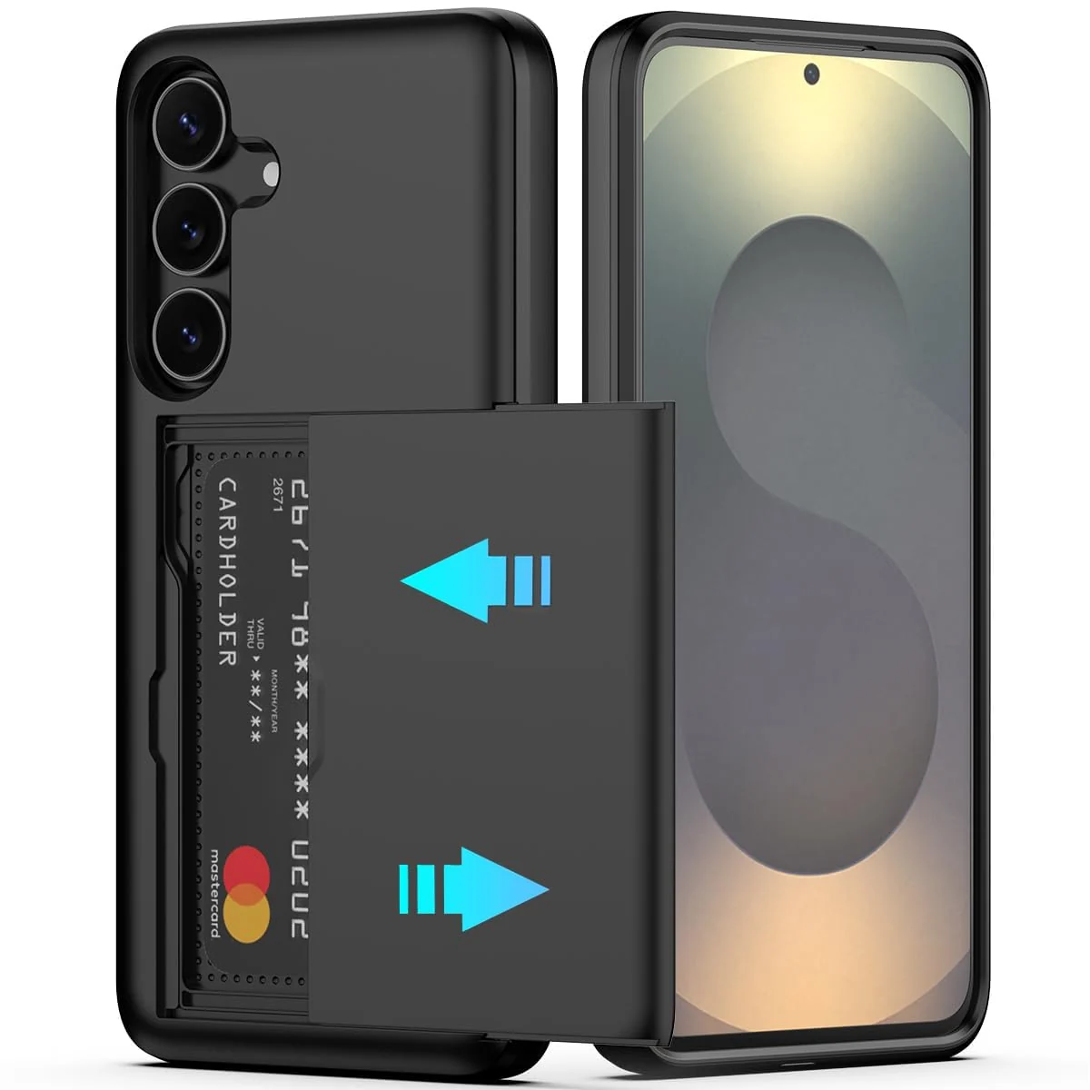 DL3 Mobilak Compatible with Samsung Galaxy S25 FE 5G Case with Card Holder Dual Layer Heavy Duty Protective Shockproof Hidden Card Slot Slim Wallet Phone Cover for Women/Men - Black