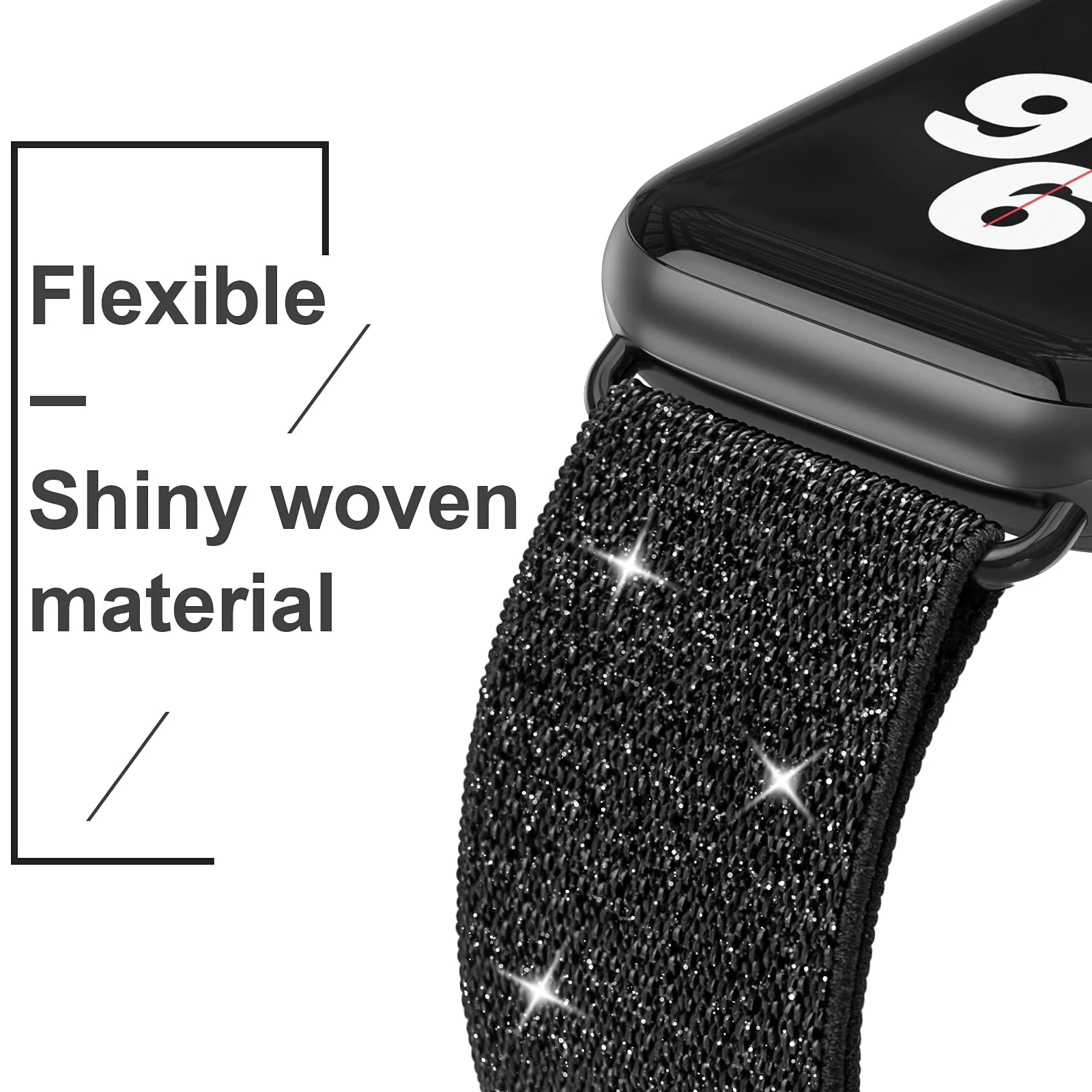 DL3 Mobilak Nylon Solo Loop Stretchy Straps For Apple Watch Band 49mm 45mm 44mm 42mm 41mm 40mm 38mm, Elastic Wristbands for Series 8 Ultra 7 6 5 4 3 2 1 Se (Shiny, 42MM/44MM/45MM/49MM) - Shiny Black