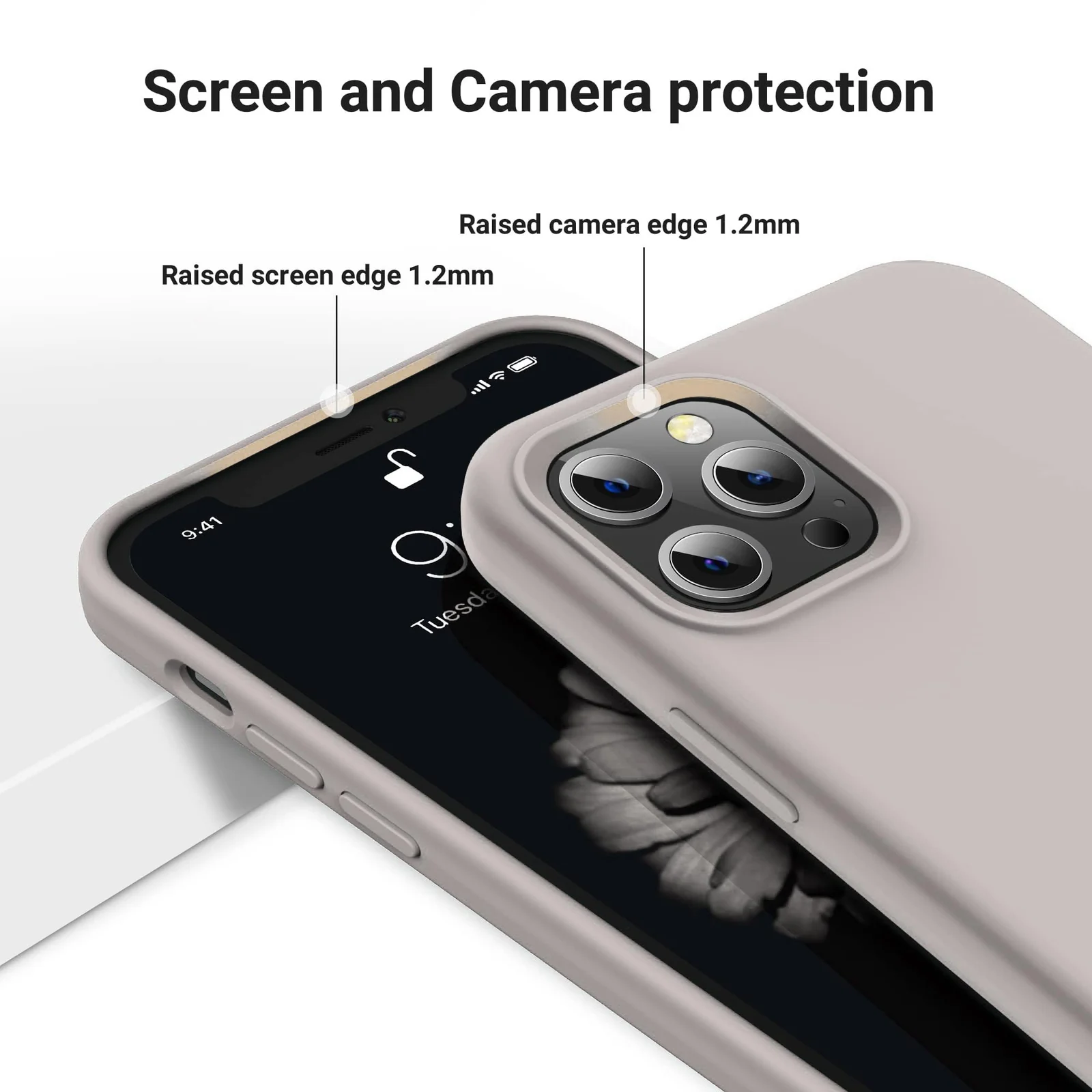 DL3 Mobilak Liquid Silicone Protective Case for iPhone 12 Pro Max (6.7 Inch) with Camera Protection and Microfiber Lining - Off White 2