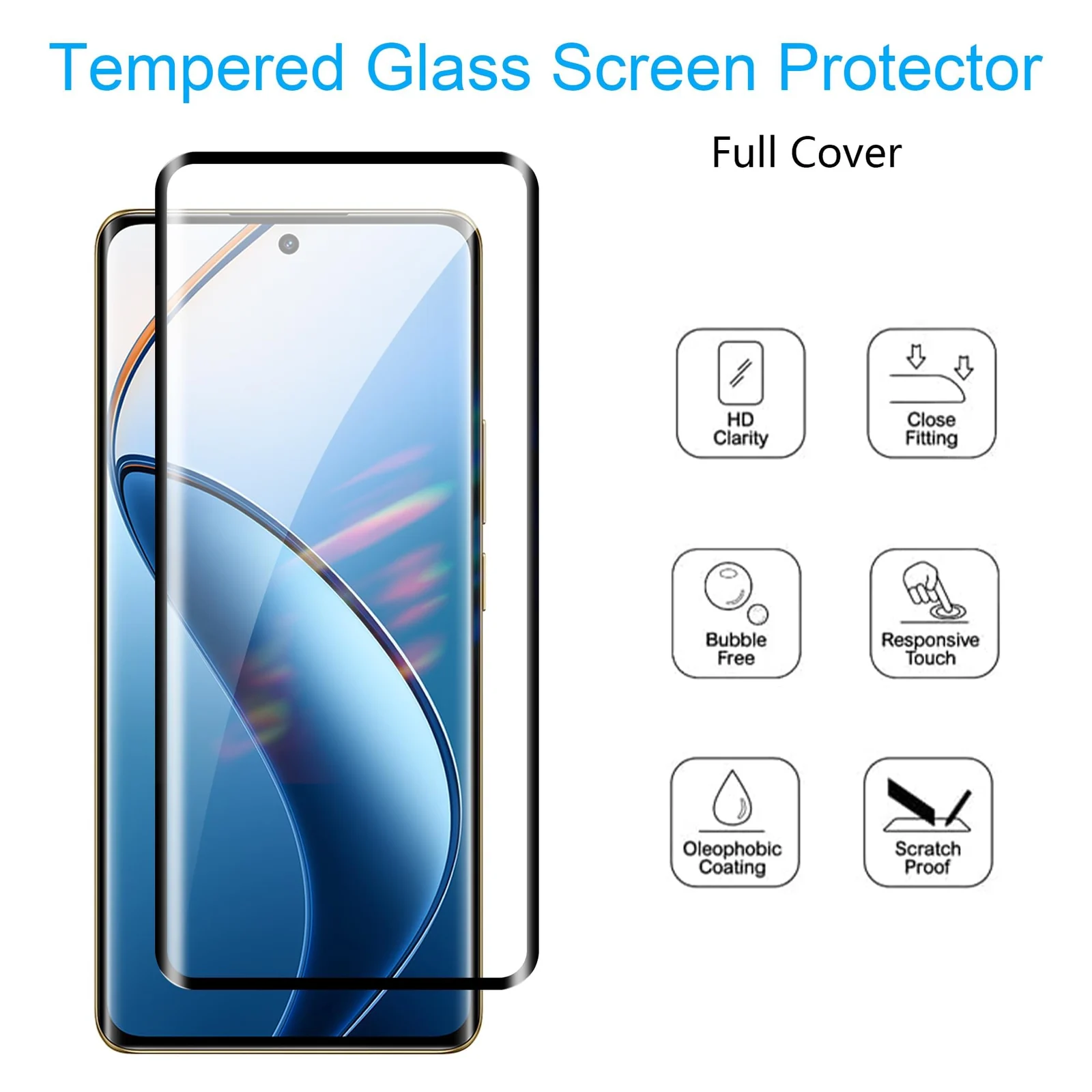 DL3 Mobilak Screen Protector for realme 12 Pro Plus/realme 12 Pro+, Tempered Glass Screen Saver Premium HD Protective, Scratch Resistant, NO-Bubble, 9H Hardness, Full Coverage Film - Clear
