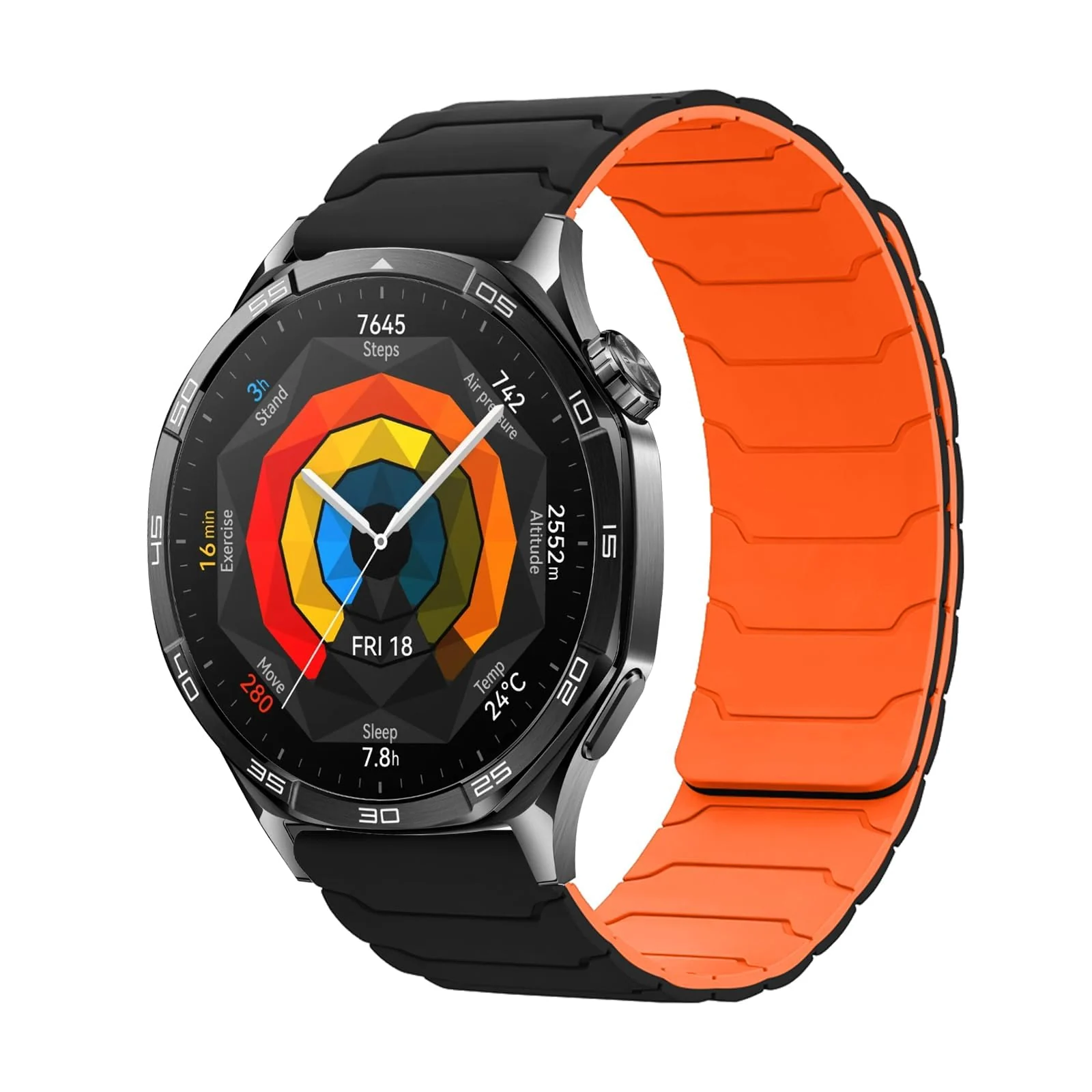 DL3 Mobilak 22mm Silicone Magnetic Strap for Xiaomi Redmi Watch 5 Active/5 Lite/Samsung Galaxy Watch 46mm/Watch 3 45mm/Gear S3/Huawei watch (GT6 GT5 GT4 GT3 GT2 GT 46MM)/GT2E/GT6 Pro/GT 5 Pro/Amazfit GTR4/Bip 6 - A-black/orange