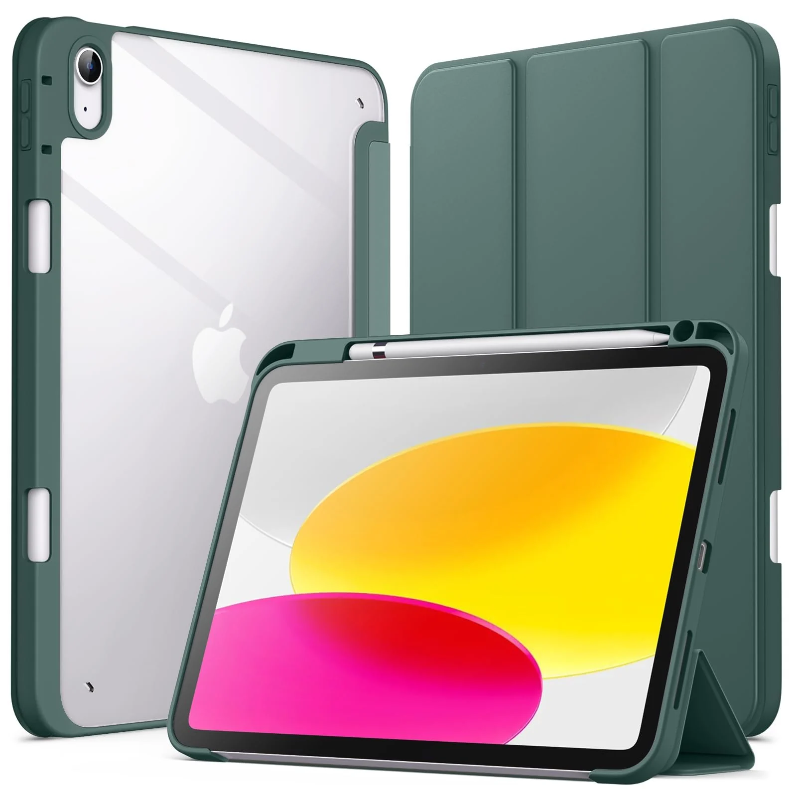 DL3 Mobilak Case Compatible with iPad (A16) 11th Generation 11 Inch (2025), iPad 10th Generation 10.9 Inch (2022), Clear Shockproof Back Cover Built-in Pencil Holder, Auto Sleep/Wake