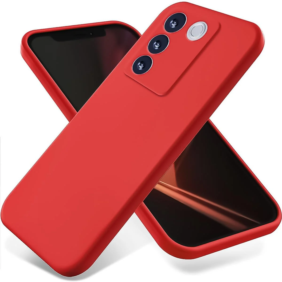 DL3 Mobilak VIVO V27e/VIVO S16e Case, Soft Flexible Liquid Silicone Gel Rubber Bumper Cover, Full Body Shockproof Protective Phone Case - Red