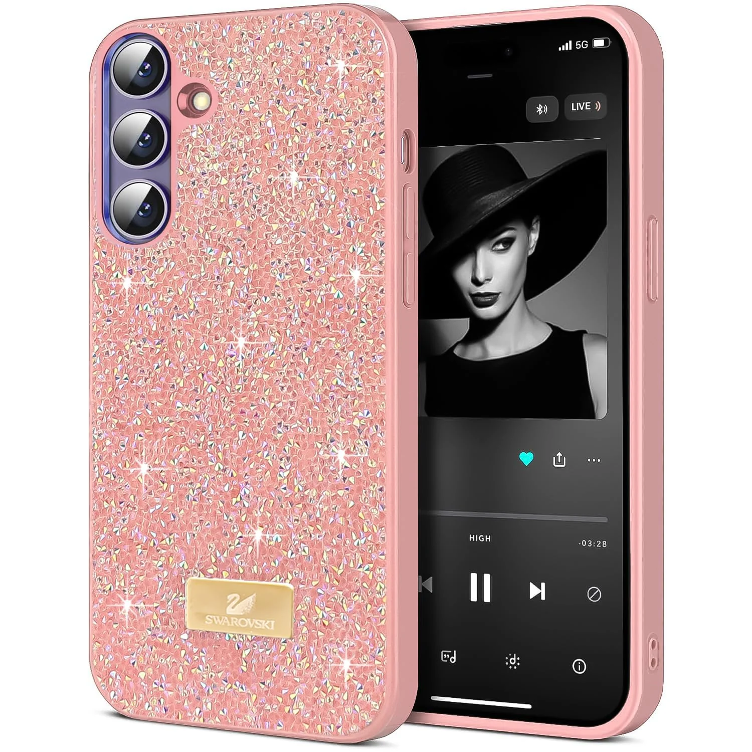 DL3 Mobilak Glitter Protective Case for Samsung Galaxy A37, Supports wireless charging, Shock-absorbing protection, Scratch-resistant surface