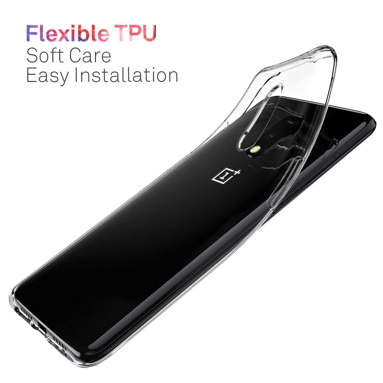 DL3 Mobilak Case Compatible with OnePlus 7 / OnePlus 6T Case Crystal Soft TPU Gel Case Flexible Silicone Anti-Scratch Camera Protection TPU Cover - Clear