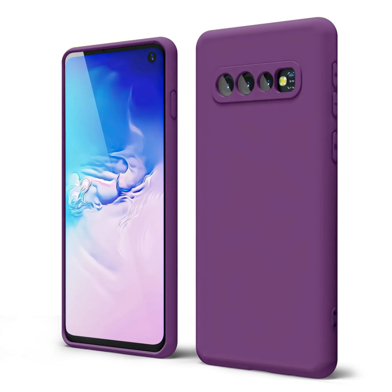 DL3 Mobilak Liquid Silicone Protective Case with Soft Microfiber Lining with Full Camera Protection for Samsung Galaxy S10 - Violet