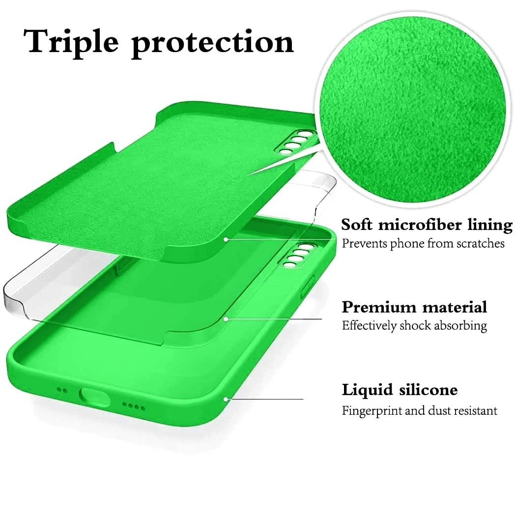 DL3 Mobilak Silicone Protective Case for Samsung Galaxy A70 / A70s, Shock-absorbing protection, Scratch-resistant surface, Soft microfiber lining - Neon Green