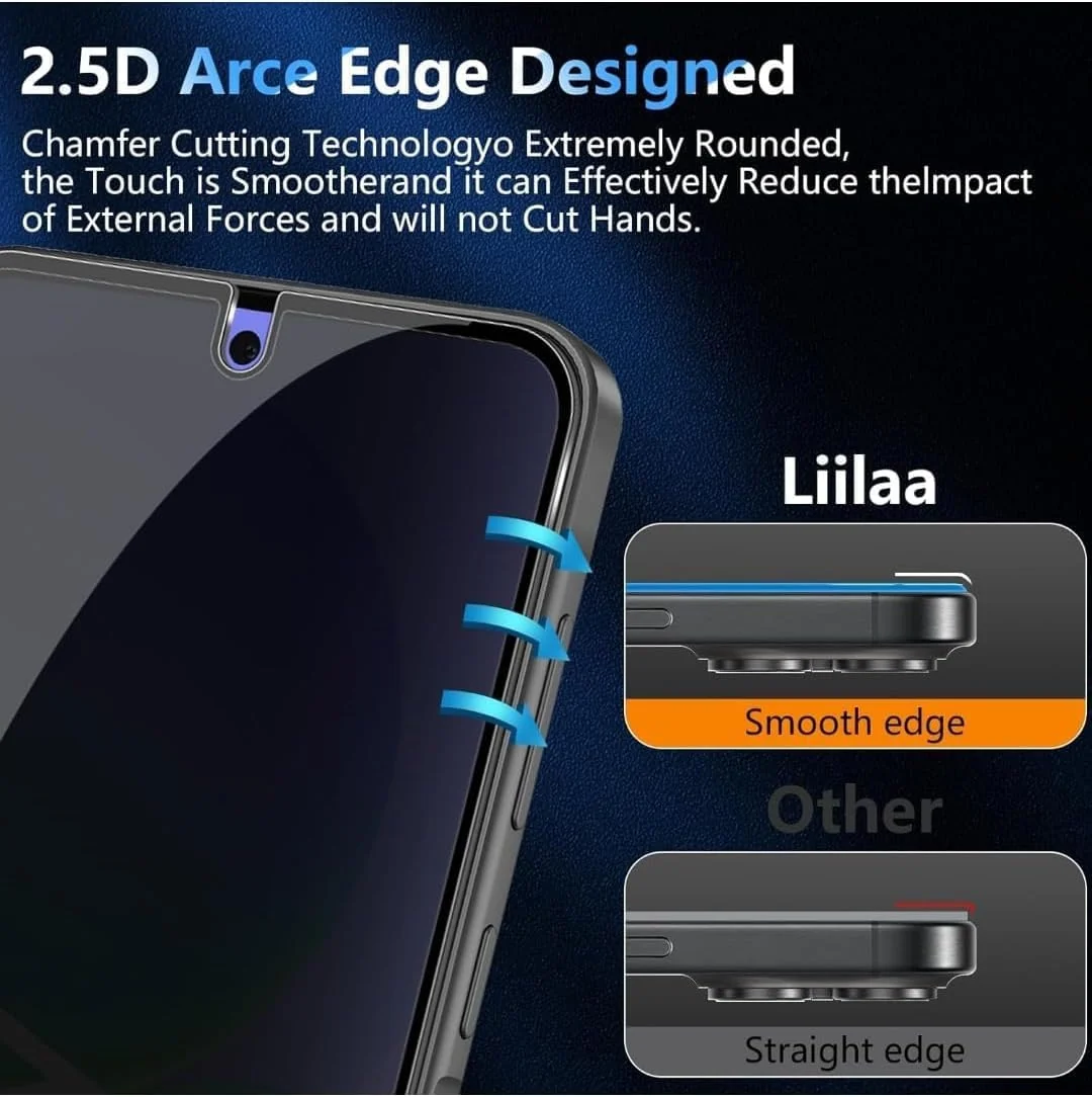 DL3 MOBILAK Anti-Spy 9H Tempered Glass Screen Protector for Samsung Galaxy S23 FE, Black