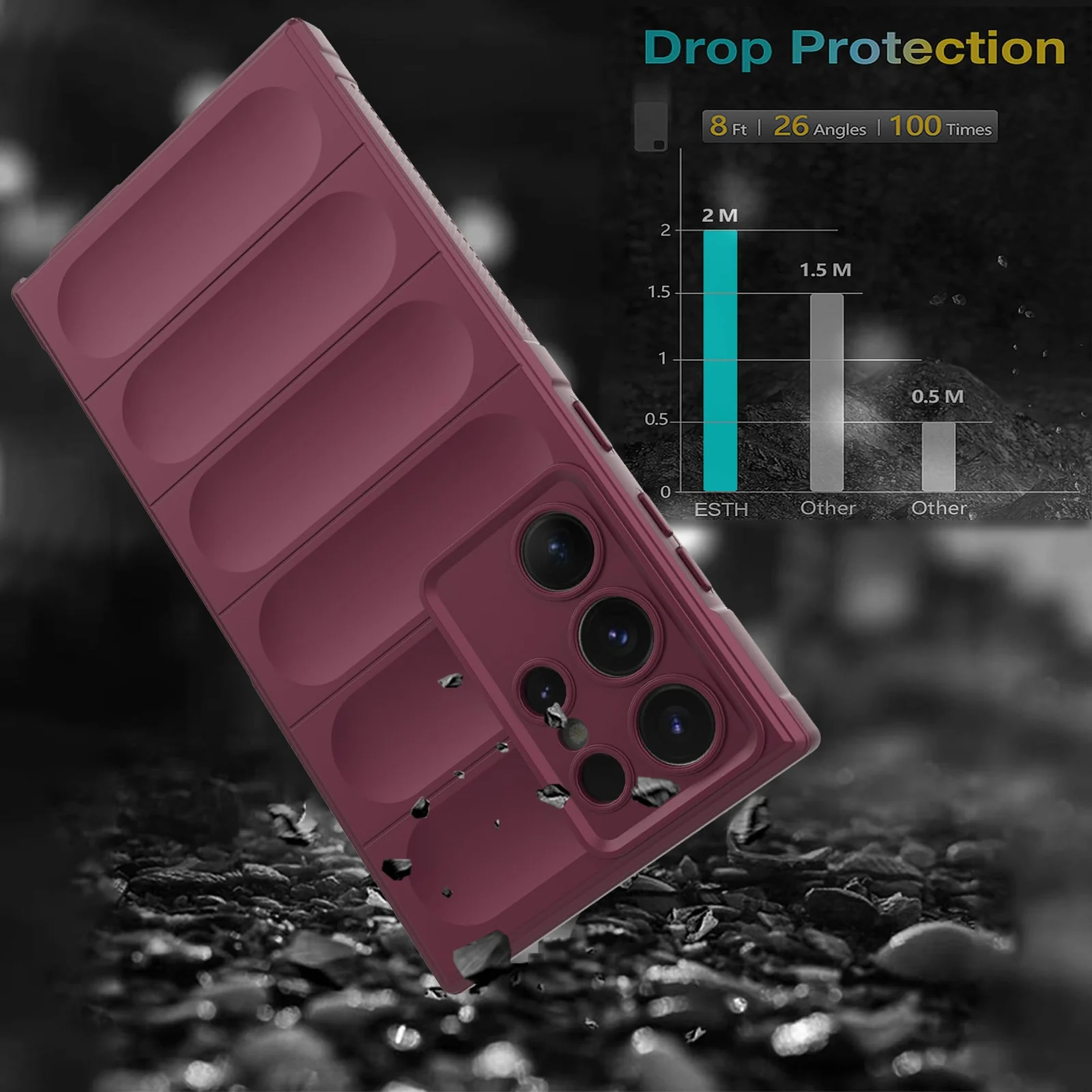 DL3 Mobilak Soft Silicone Protective Case for Samsung Galaxy S23 Ultra with Camera Protection and Shockproof Design - Wine Red