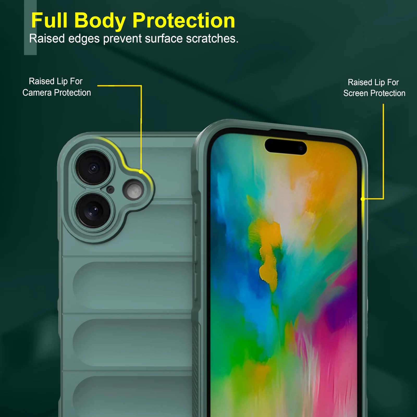 DL3 Mobilak Soft Silicone Protective Case for iPhone 16 Plus with Camera Protection and Shockproof Design - Green
