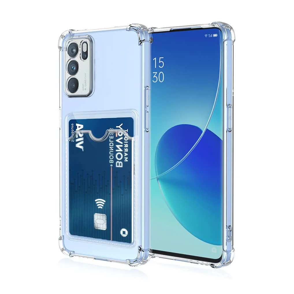 DL3 Mobilak Clear TPU Wallet Case with Card Slot and Camera Protection for OPPO Reno 6 5G - Transparent