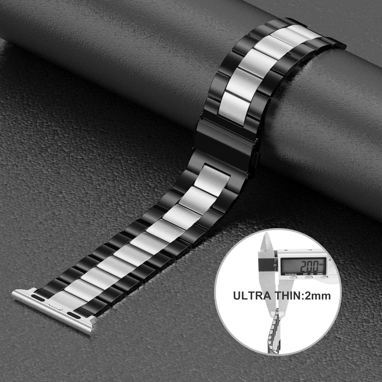 DL3 Mobilak Stainless Steel Band with Case Compatible with Apple Watch Band 45mm Series 9/8/7, Men Woman Business Strap with Protective Bumper Cover for iWatch Series 7/8/9 45mm - Black Silver