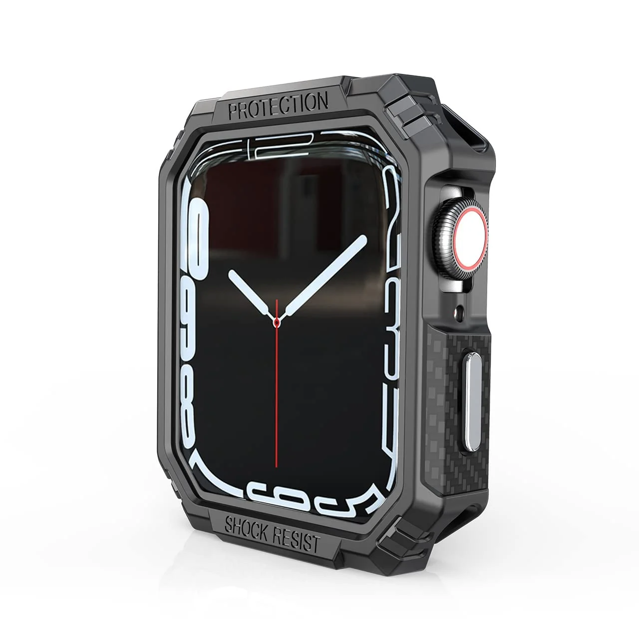 DL3 Mobilak Carbon Fiber Pattern Design TPU Case Compatible with 45mm Series 8/7 Shockproof and Shatter-Resistant Protective Bumper Cover iWatch Series 7/8 45MM - Black & Silver