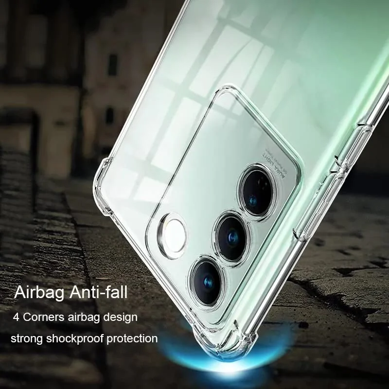 DL3 Mobilak Case Compatible with Vivo V27e, Cover Silicone Transparent TPU Gorilla Anti-shock Protector Camera Shockproof Corners - Clear