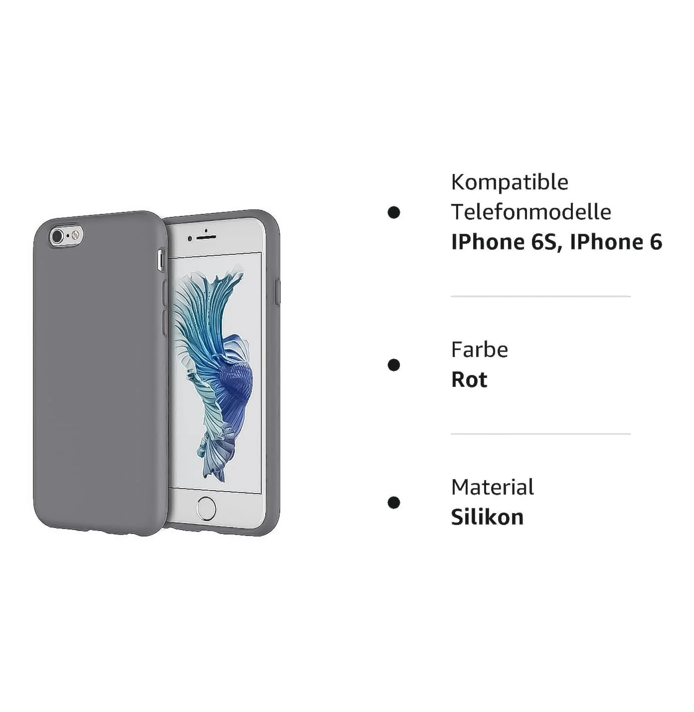DL3 Mobilak Liquid Silicone Case for iPhone 6 / 6S, Shock-absorbing protection, Scratch-resistant surface, Soft microfiber lining - A.Gray