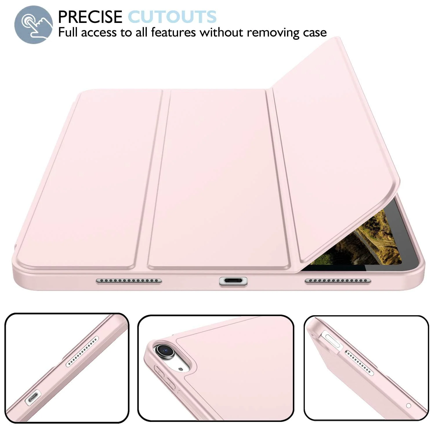 DL3 Mobilak Smart Case For iPad Pro 11 Inch 2018 (1st Generation 2018 Model Year) with Pencil Holder, Soft TPU Smart Stand Back Cover Auto Wake/Sleep Feature - Pink Sand