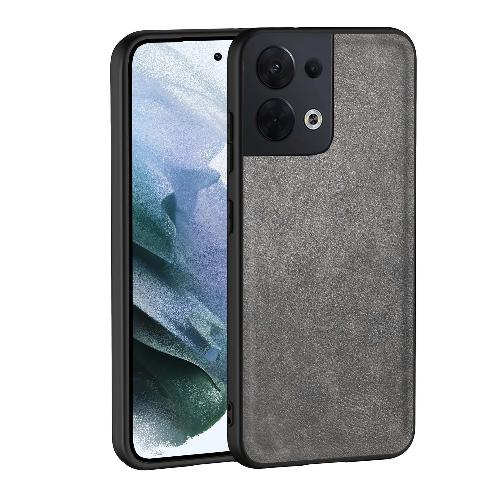 Dl3 Mobilak Case for Oppo Reno 8 5G Leather Case,Anti-Drop, Anti-Shock, Non-Slip Texture,Simple Cell Phong Cover f (Gray)