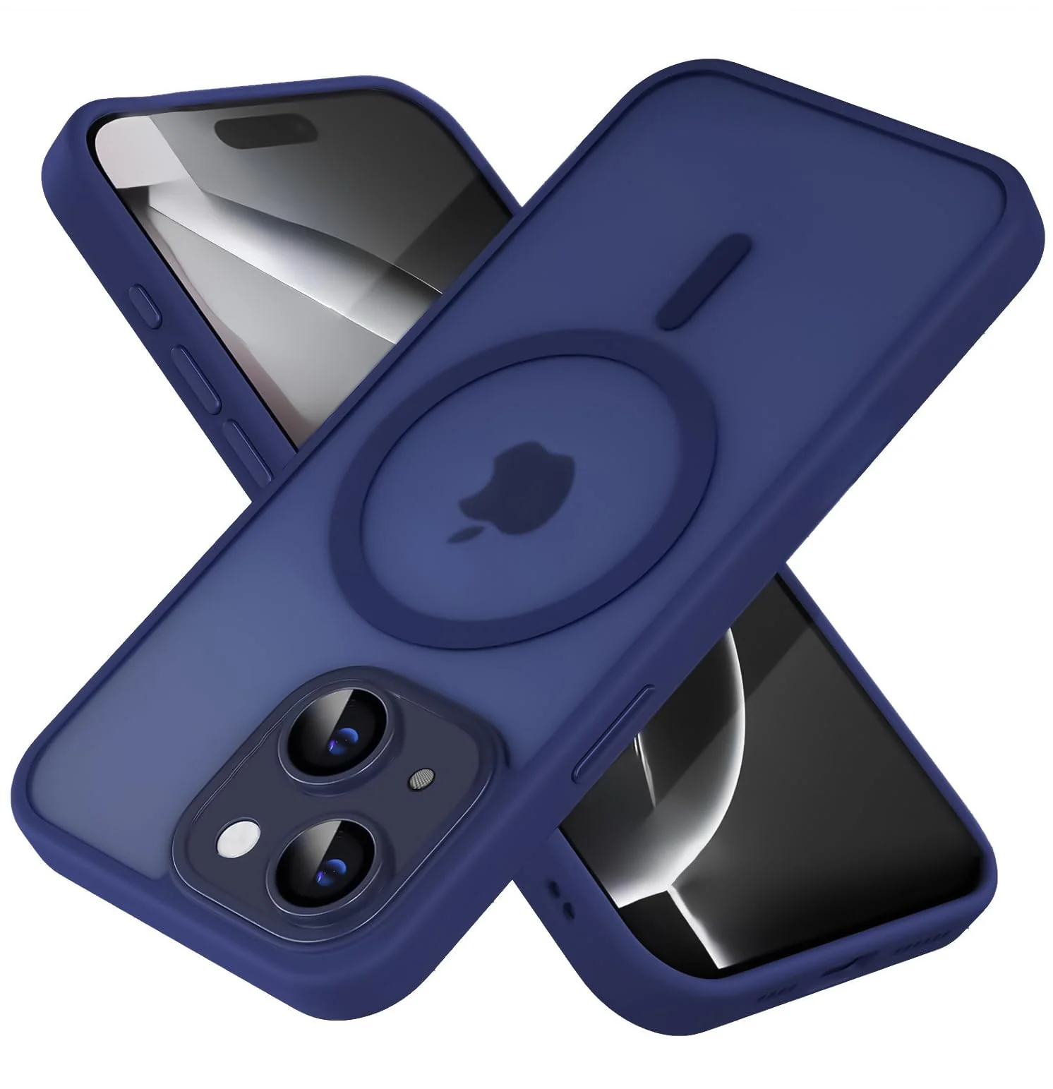 DL3 Mobilak Matte MagSafe-Compatible Magnetic Case for iPhone 13 / iPhone 14 with Camera Protection and Magnetic Car-Mount Support - Blue