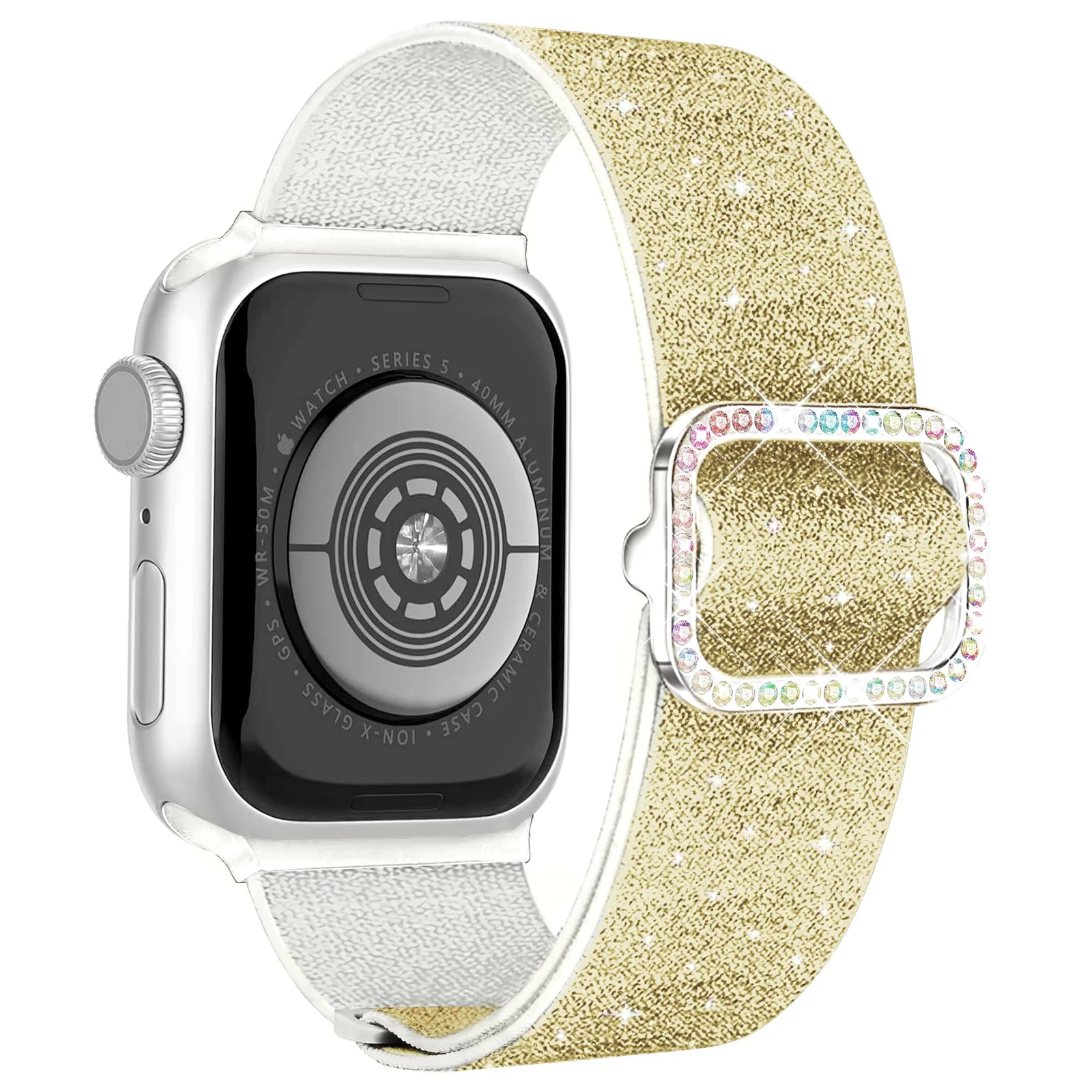 DL3 Mobilak Stretchy Bling Band For Apple Watch 49mm 46mm 45mm 44mm 42mm Women, Nylon Sparkly Strap Solo Loop Glitter Wristband for iWatch Series 11 10 9 8 7 6 5 4 SE3 SE2 SE Ultra 3 2 1