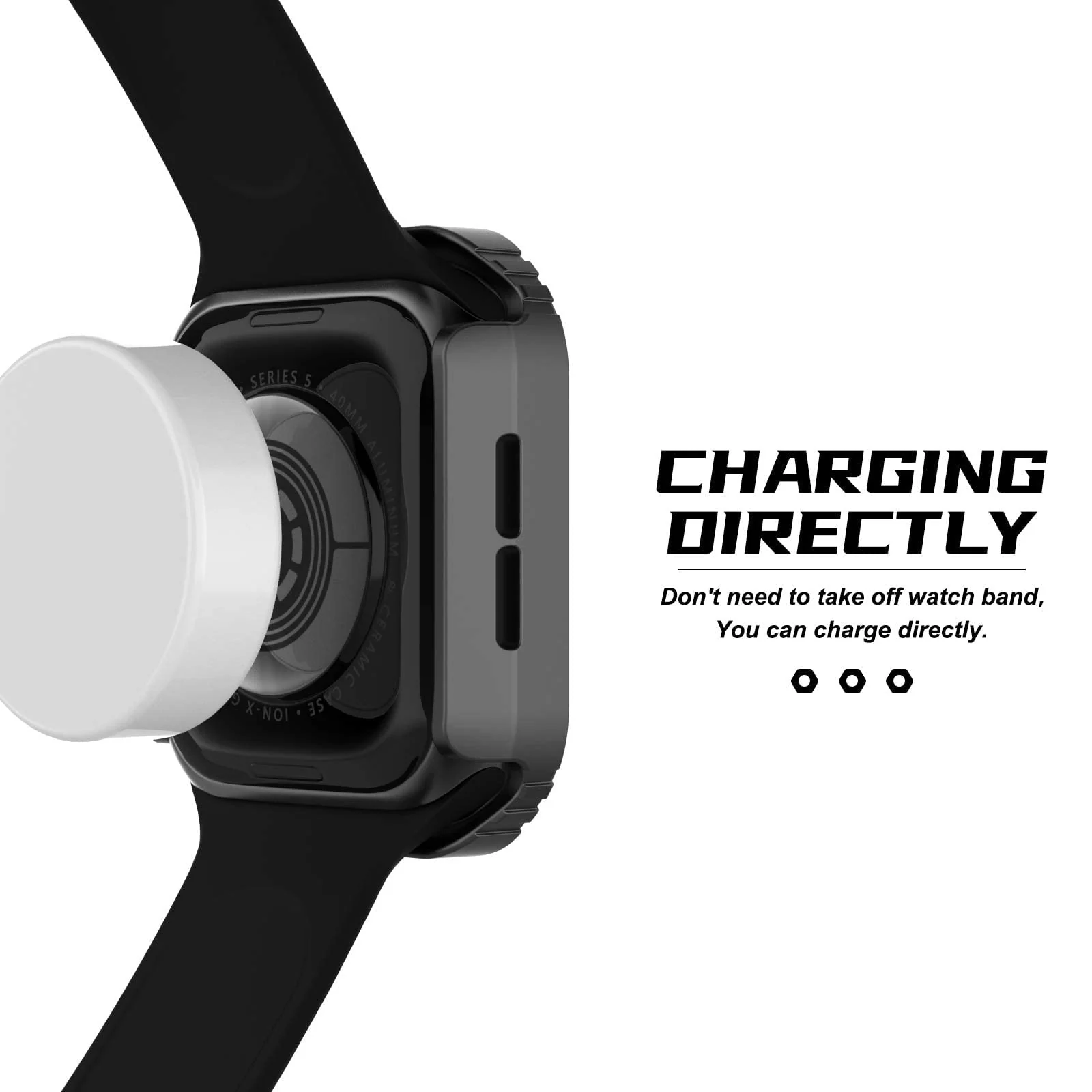 DL3 Mobilak Rugged Apple Watch Case 40mm Series SE/6/5/4 with Screen Protector, Durable Military Grade Quattro Pro Series Drop-Proof Protective Cover Full Coverage Shock-Proof Bumper 40 mm - Black