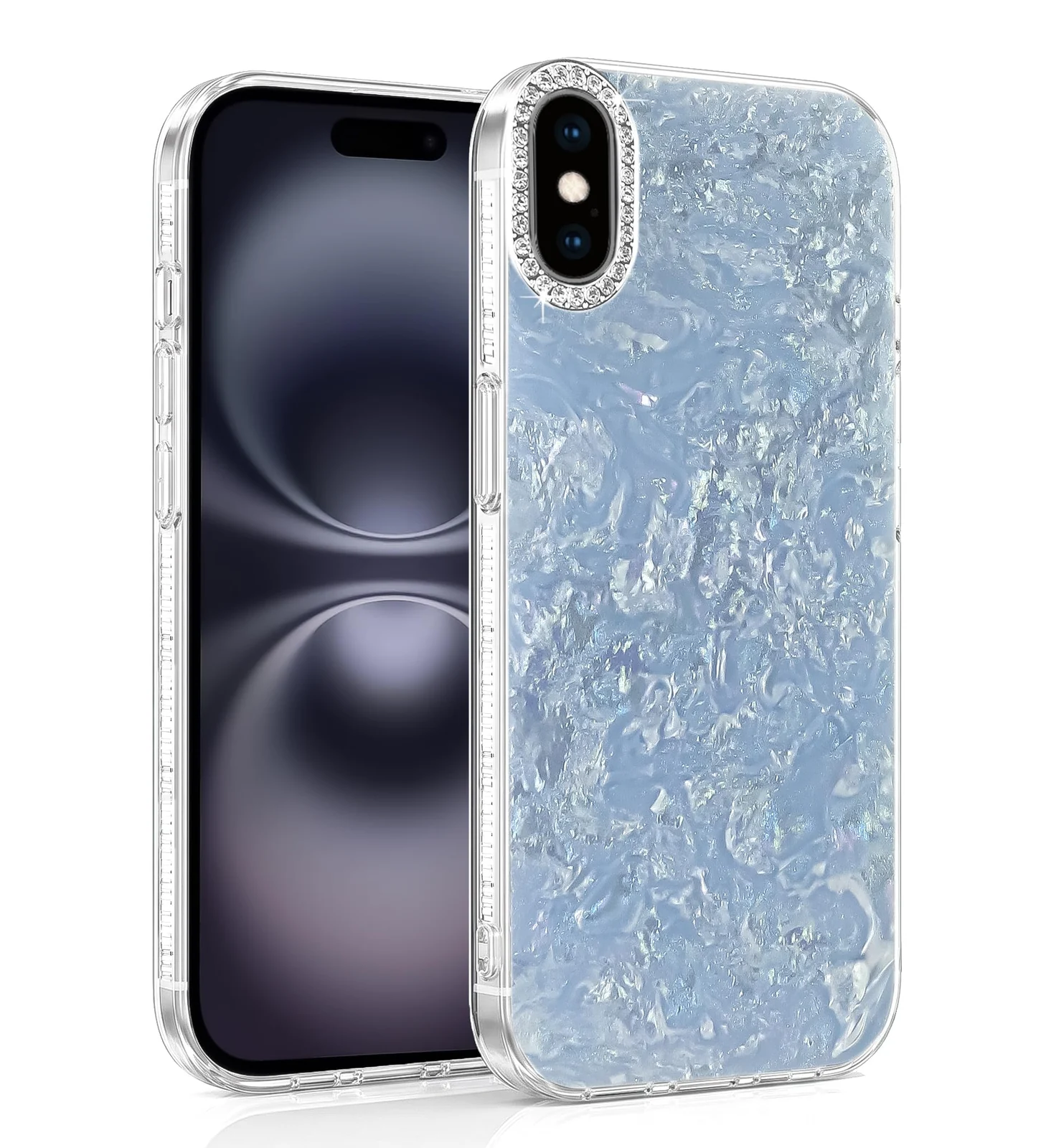 DL3 Mobilak Glitter Rhinestone Protective Case for iPhone XS Max with Shockproof Design - Sky Blue
