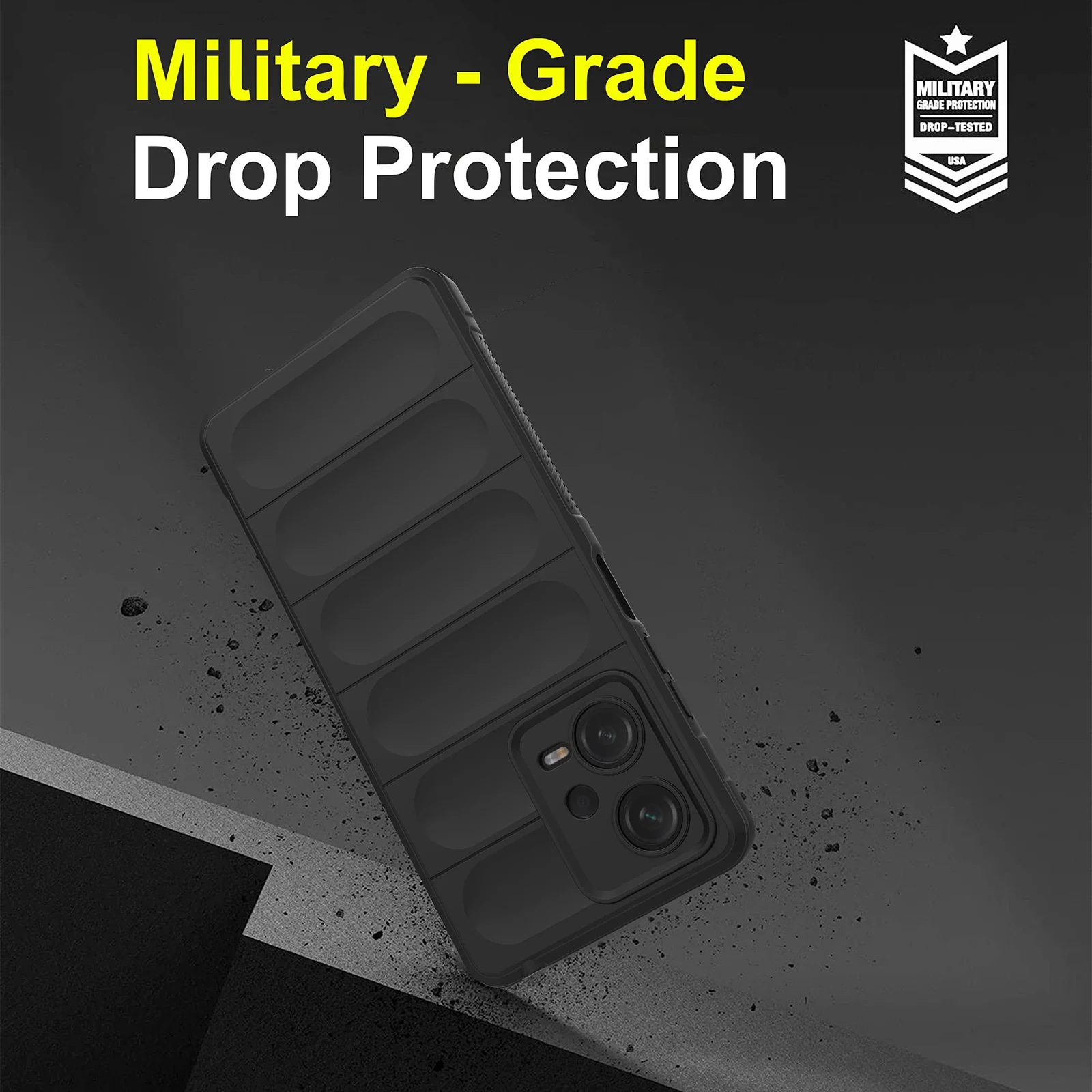 DL3 Mobilak Rugged Protective Case for Xiaomi Redmi Note 12 5G / Poco X5 5G, Camera protection, Shock-absorbing protection, Non-slip grip - Black