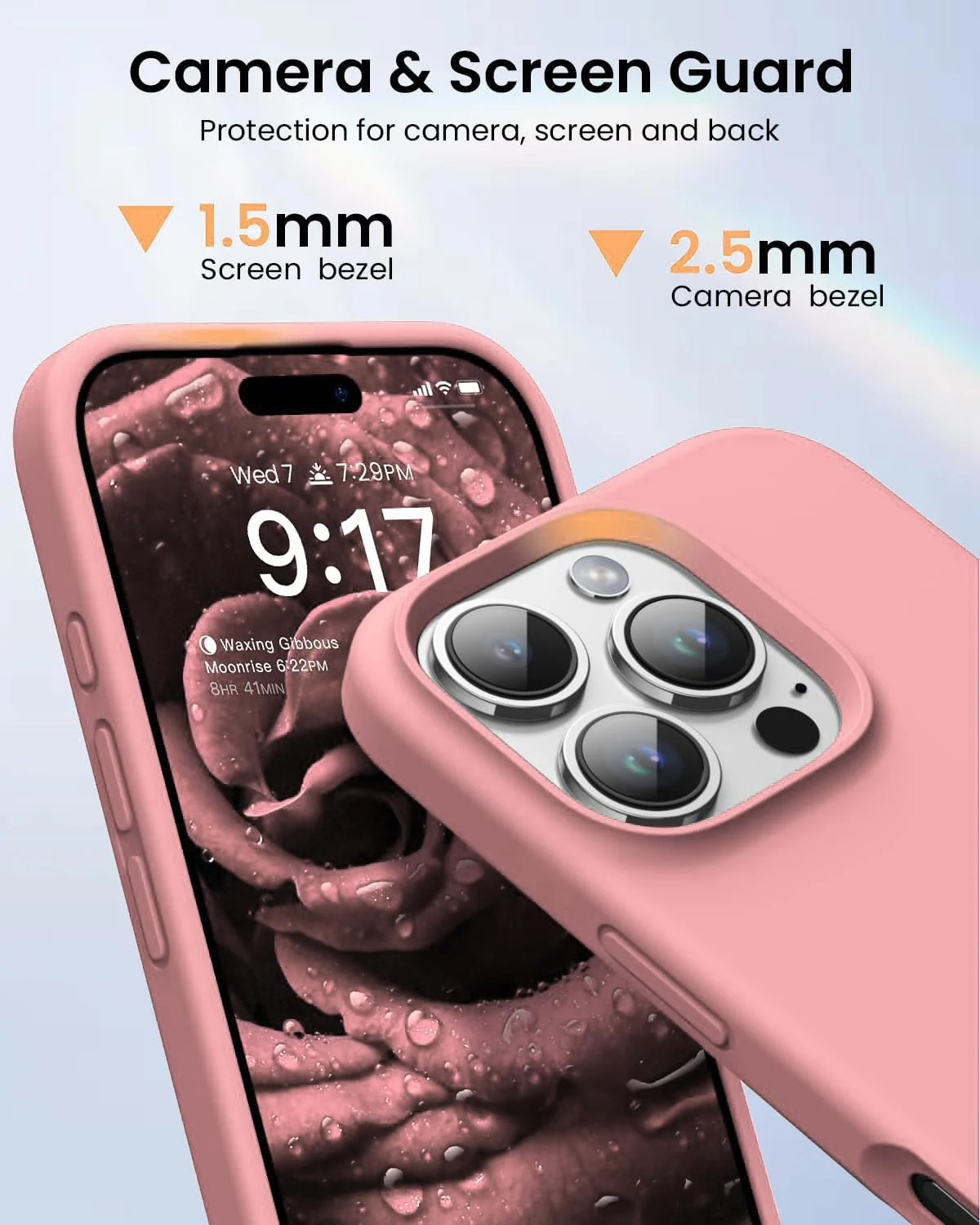 DL3 Mobilak Liquid Silicone Case for iPhone 16 Pro 6.3-inch, Supports wireless charging, Shock-absorbing protection, Scratch-resistant surface - Pastel Pink