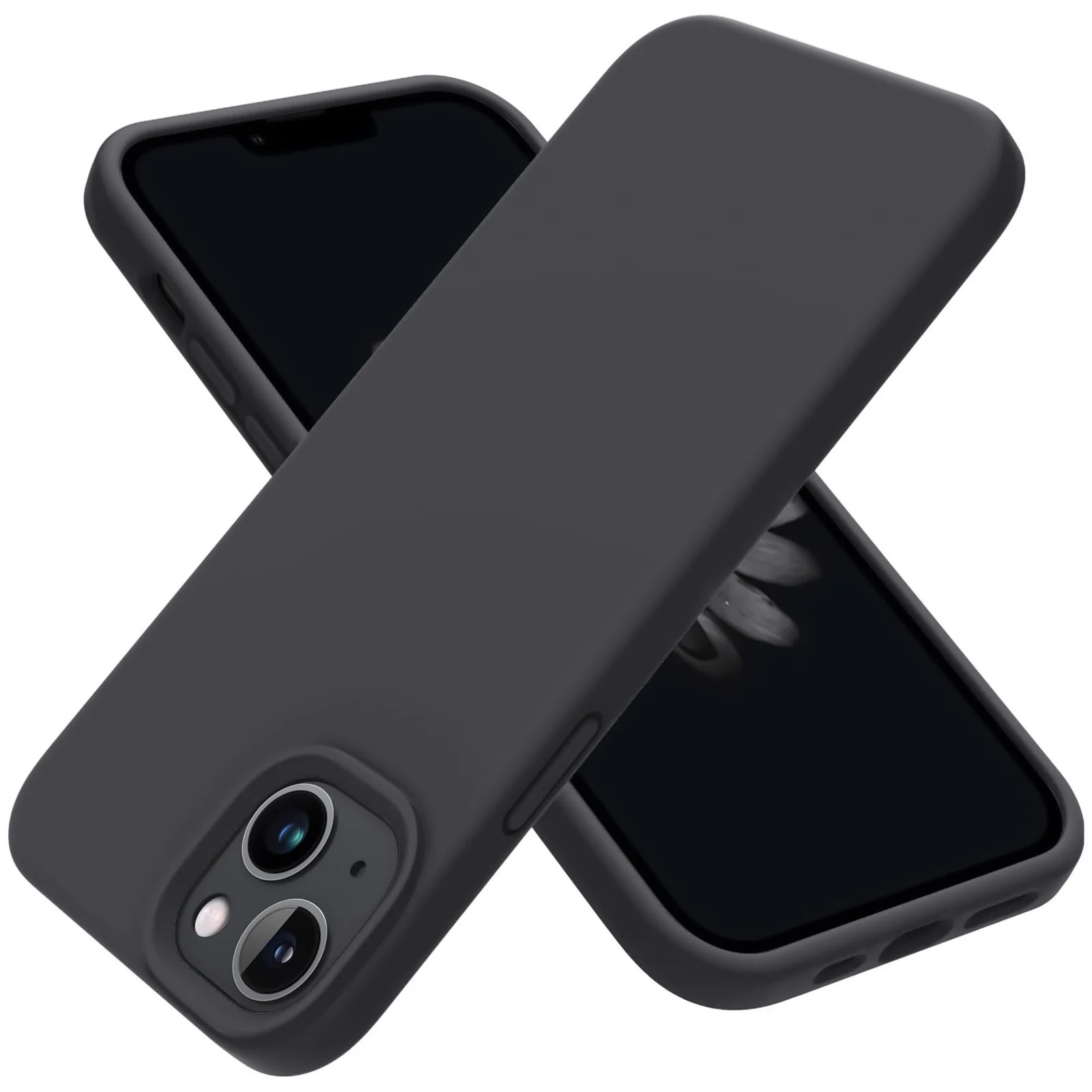 DL3 Mobilak Liquid Silicone Protective Case for iPhone 13 / iPhone 14 with Camera Protection and Microfiber Lining - Dark Gray 2