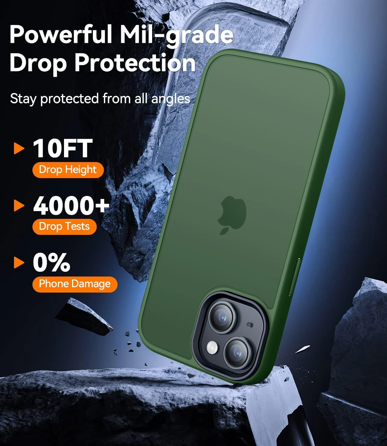 DL3 Mobilak Matte Protective Case for iPhone 13 / iPhone 14 with Camera Protection and Shockproof Design - Green