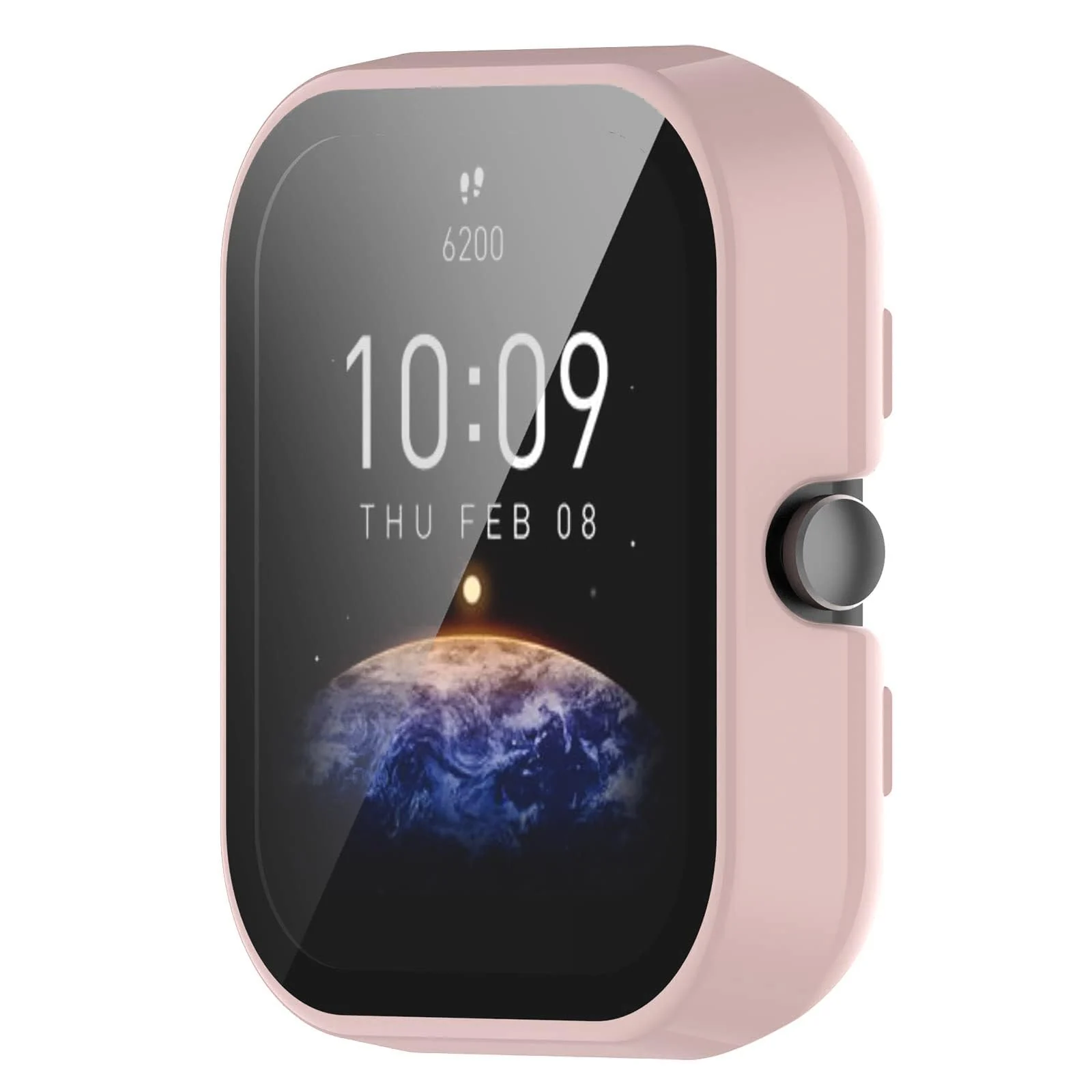 DL3 MOBILAK Full-Coverage Watch Case with Tempered Glass for Amazfit Bip 3 / Bip 3 Pro, Pink