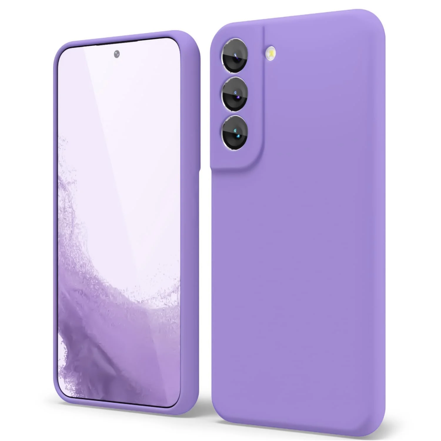 DL3 Mobilak Liquid Silicone Protective Case with Soft Microfiber Lining with Full Camera Protection for Samsung Galaxy S22 5G - Light Purple
