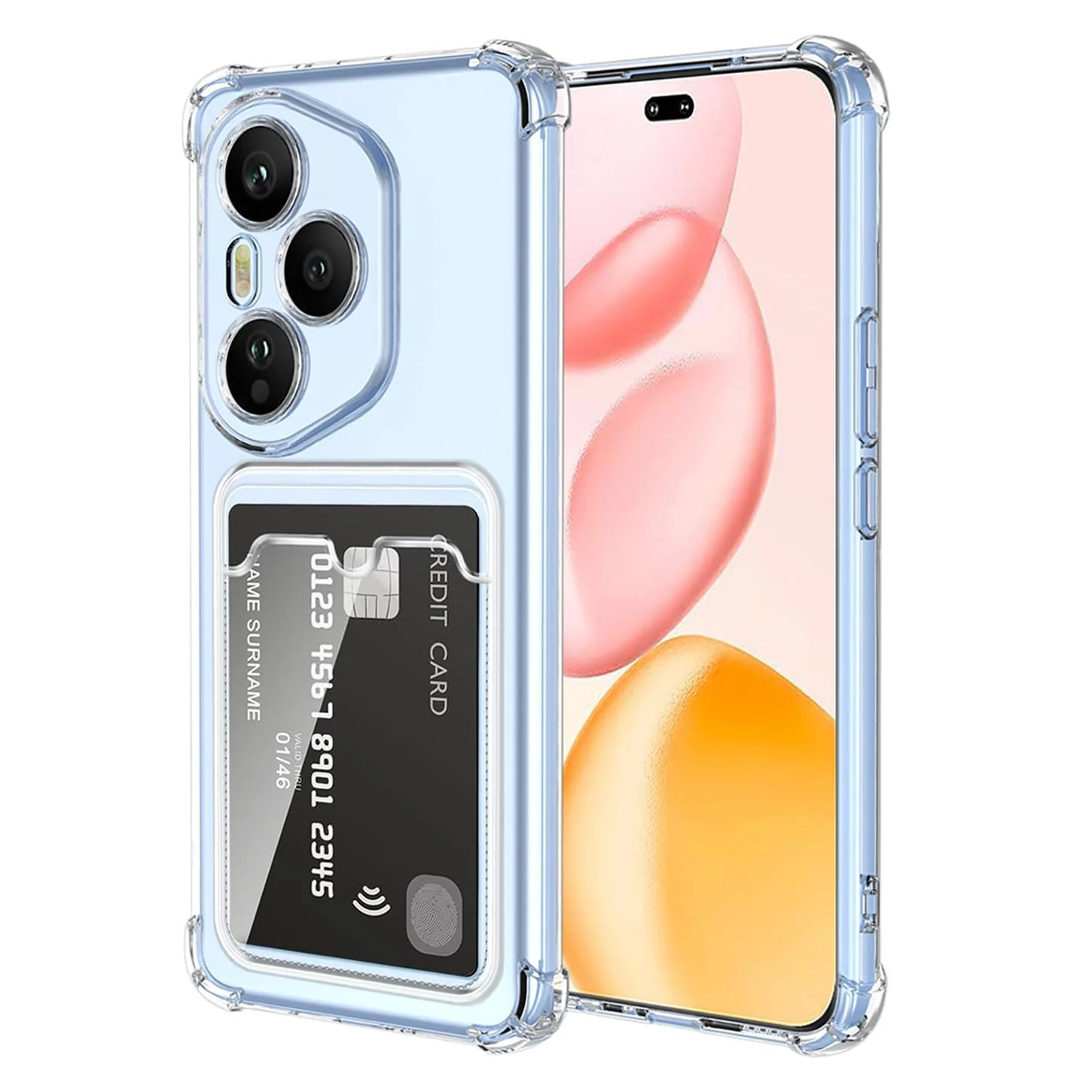 DL3 Mobilak Case Compatible with HONOR 400 Pro 5G Clear Card Holder Back Wallet Crystal Transparent Soft TPU Shockproof Bumper Corner Drop Protection Phone Cover With Camera Lens Protection - Clear
