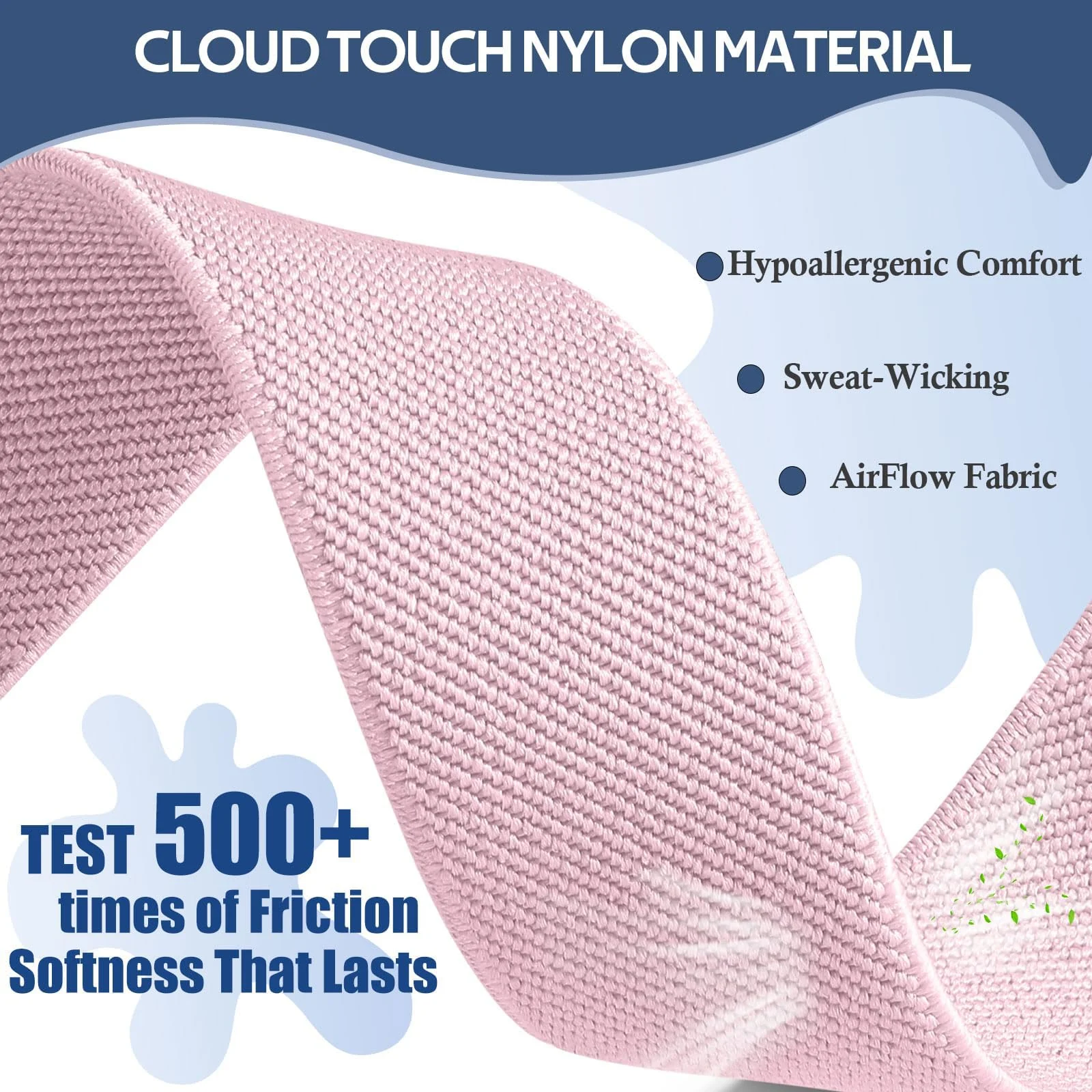 DL3 Mobilak Nylon Strap Compatible with Huawei Watch Fit 4 / Fit 4 Pro/Fit 3, Soft Elastic Nylon Straps, Adjustable Stretchy Sports Bracelets Wristbands, Breathable Water-Resistant for Women Men - Light Pink