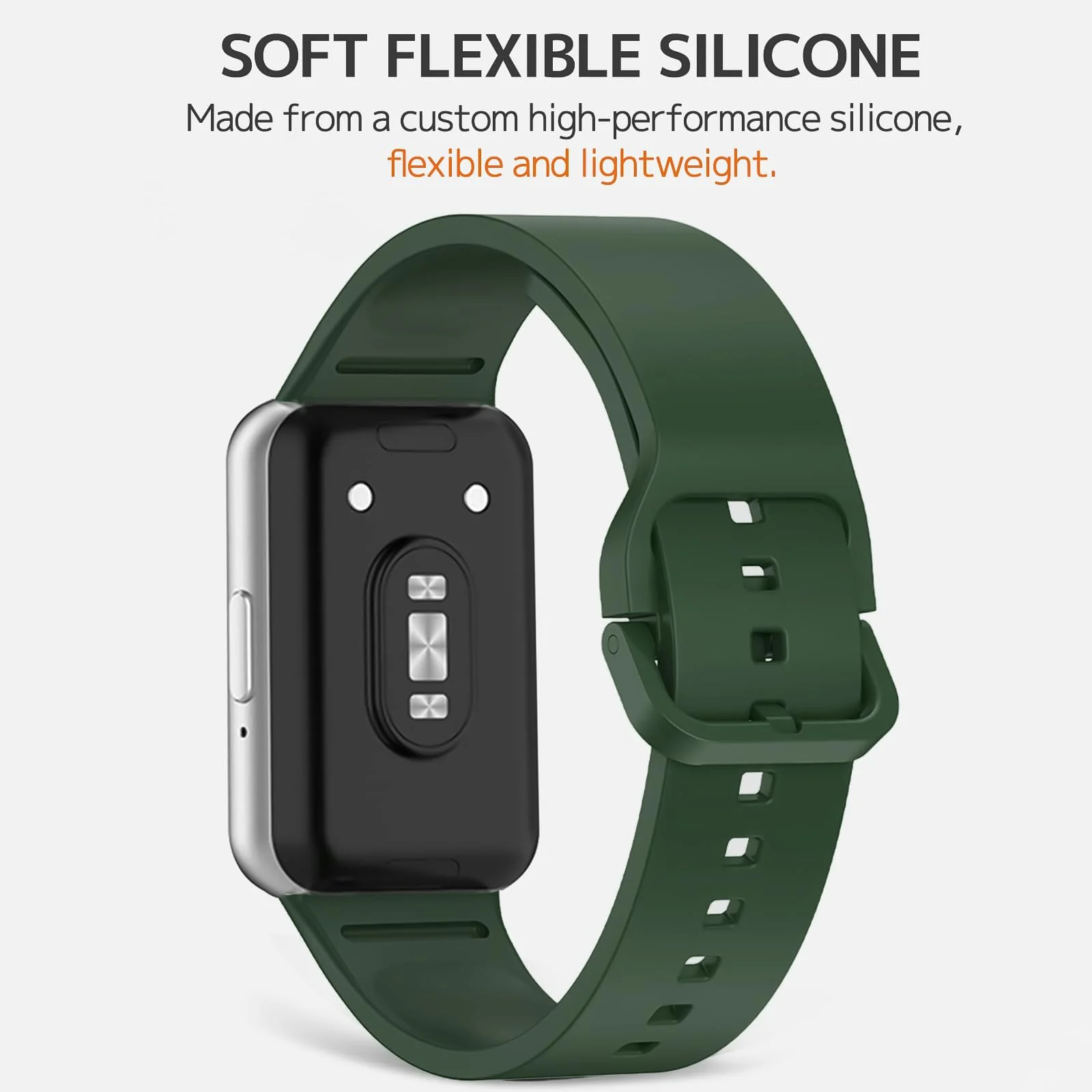 DL3 MOBILAK Silicone Bracelet for Samsung Galaxy Fit 3 Strap, Soft Silicone Sport Replacement Strap For Women/Men, Adjustable Waterproof Sports Band - Green