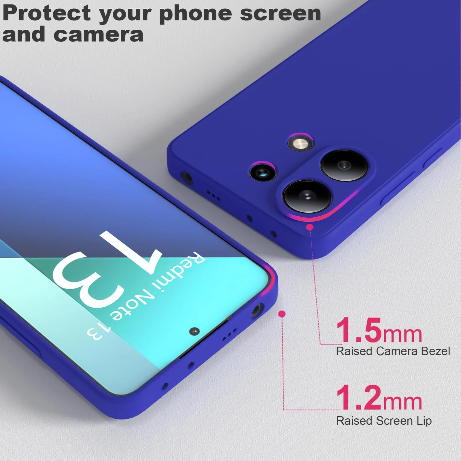 DL3 Mobilak Liquid Silicone Protective Case for Xiaomi Redmi Note 13 4G with Microfiber Lining and Shockproof Design - Pepsi
