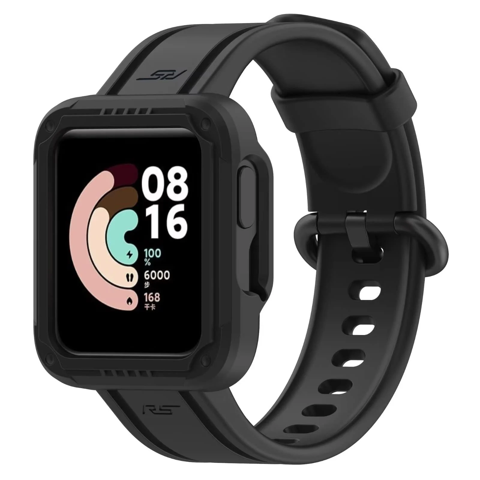 DL3 Mobilak Replacement Wrist Band Compatible with Xiaomi MI Watch Lite/Redmi Watch 2 Lite/Poco Watch/Redmi Watch 2/Horloge 2, Adjustable Soft Silicone Wrist Strap with Cover ( ), unisex-adult - Black