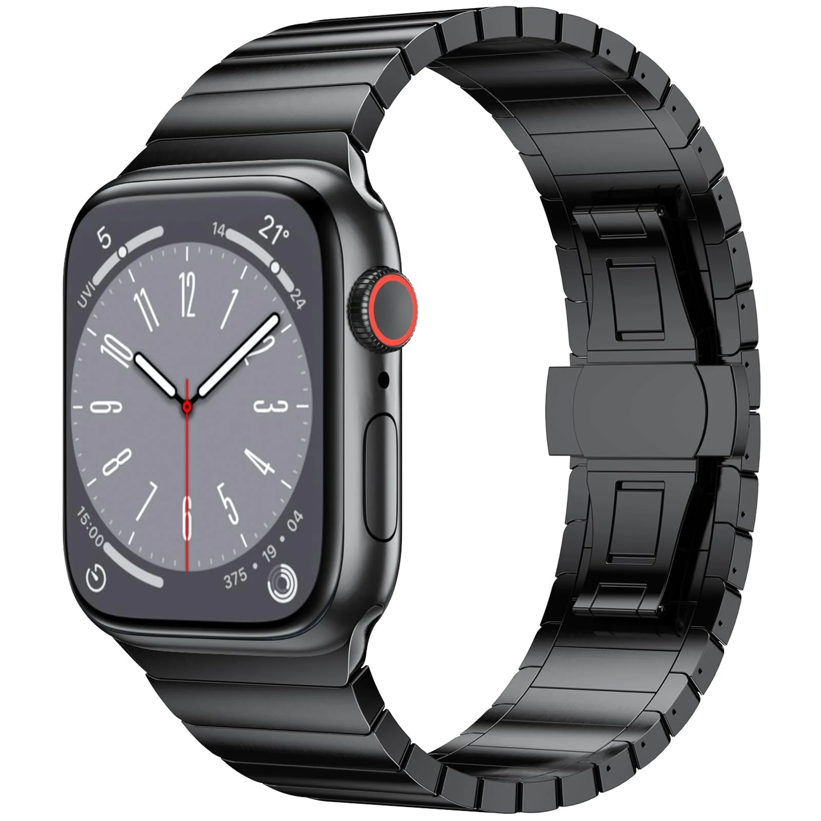 42MM/44MM/45MM/49MM — DL3 MOBILAK Band For Apple Watch Ultra Band 49mm 45mm 44mm 42mm 41mm 40mm 38mm, Metal Stainless Steel Strap for Apple Watch Series 8 Ultra 7 6 5 4 3 2 1 Se (42MM/44MM/45MM/49MM) - B.Black
