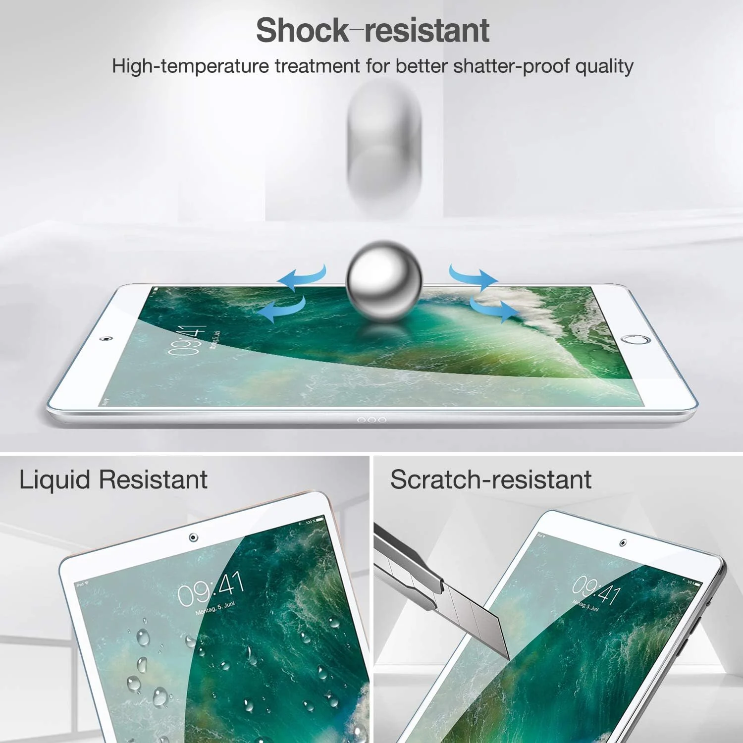 DL3 Mobilak Screen Protector For iPad Pro 12.9-Inch (2015/2017 Model, 1st/2nd Generation), Tempered Glass Film [HD Crystal ] [Easy Installation] [Scratch Resistant] [9H Hardness] - Clear
