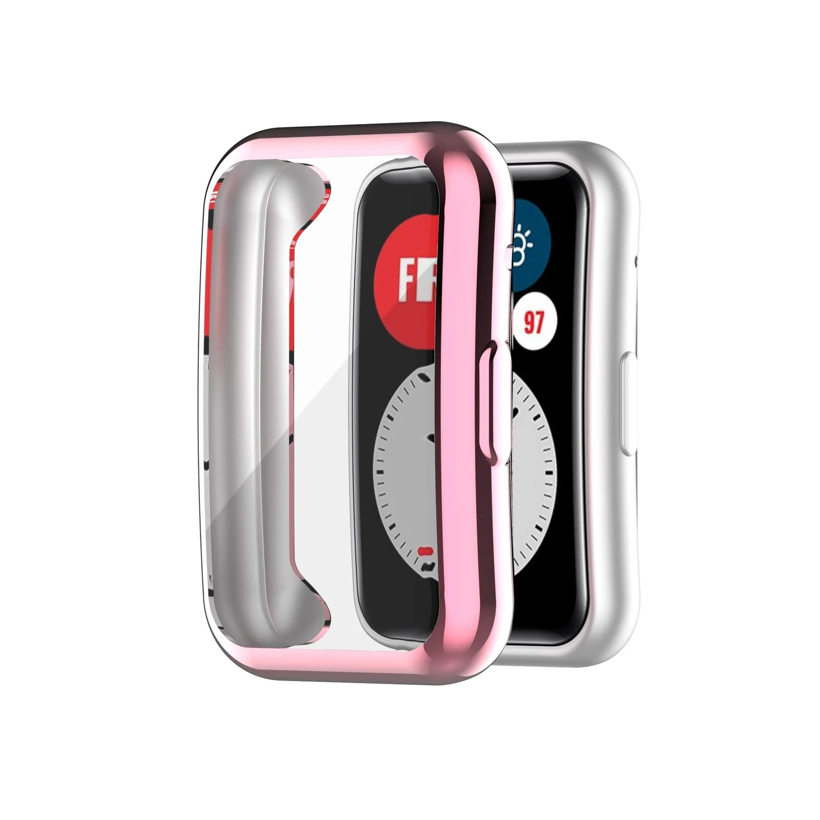 DL3 MOBILAK Full-Coverage Watch Case with Tempered Glass for Huawei Watch Fit - Pink