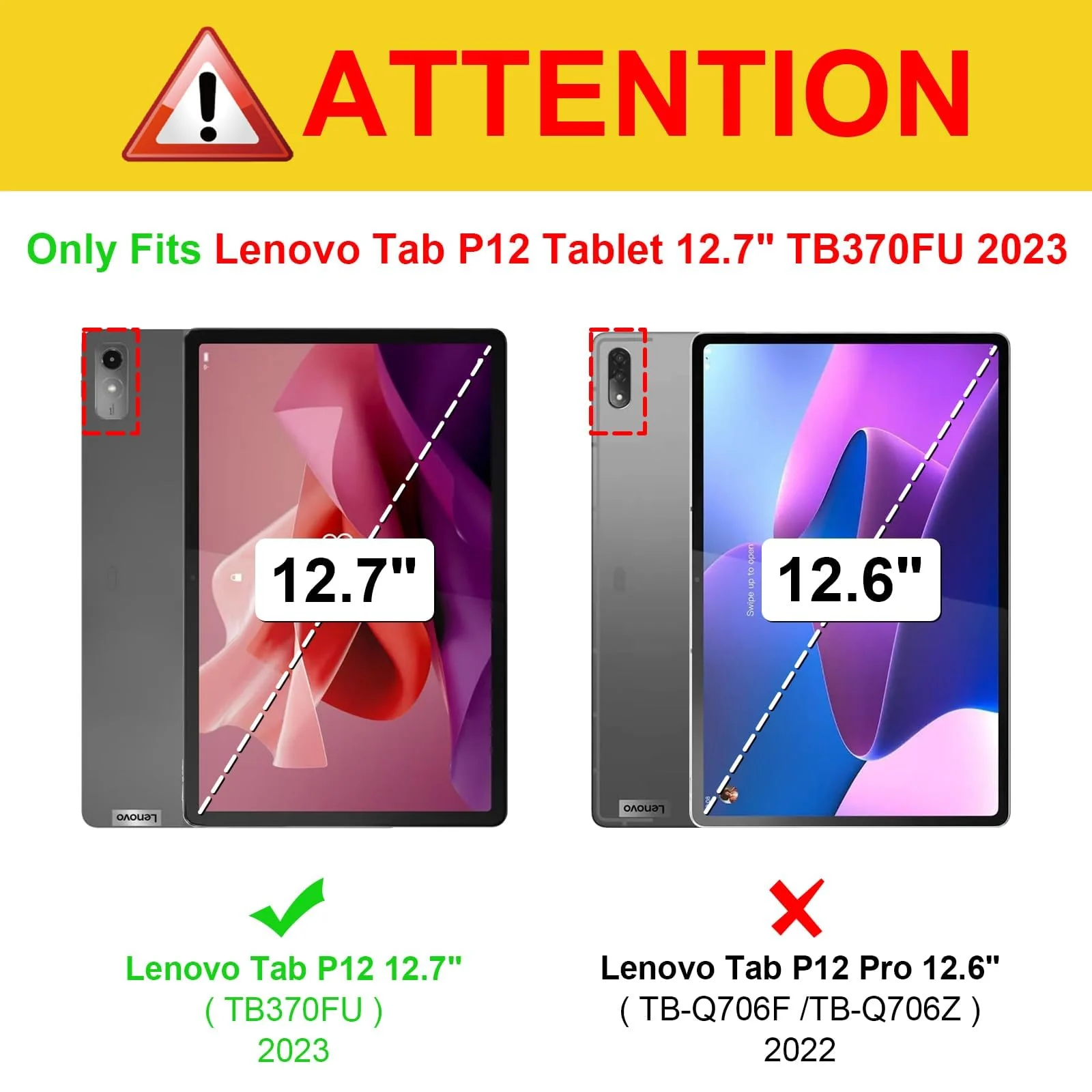 DL3 Mobilak Lenovo Tab P12 12.7 inch 2023 (TB-370FU/TB-371FC) Case with Pen Holder, Soft TPU Back Trifold Stand Protective Smart Cover Flip, Auto Wake&Sleep - Black