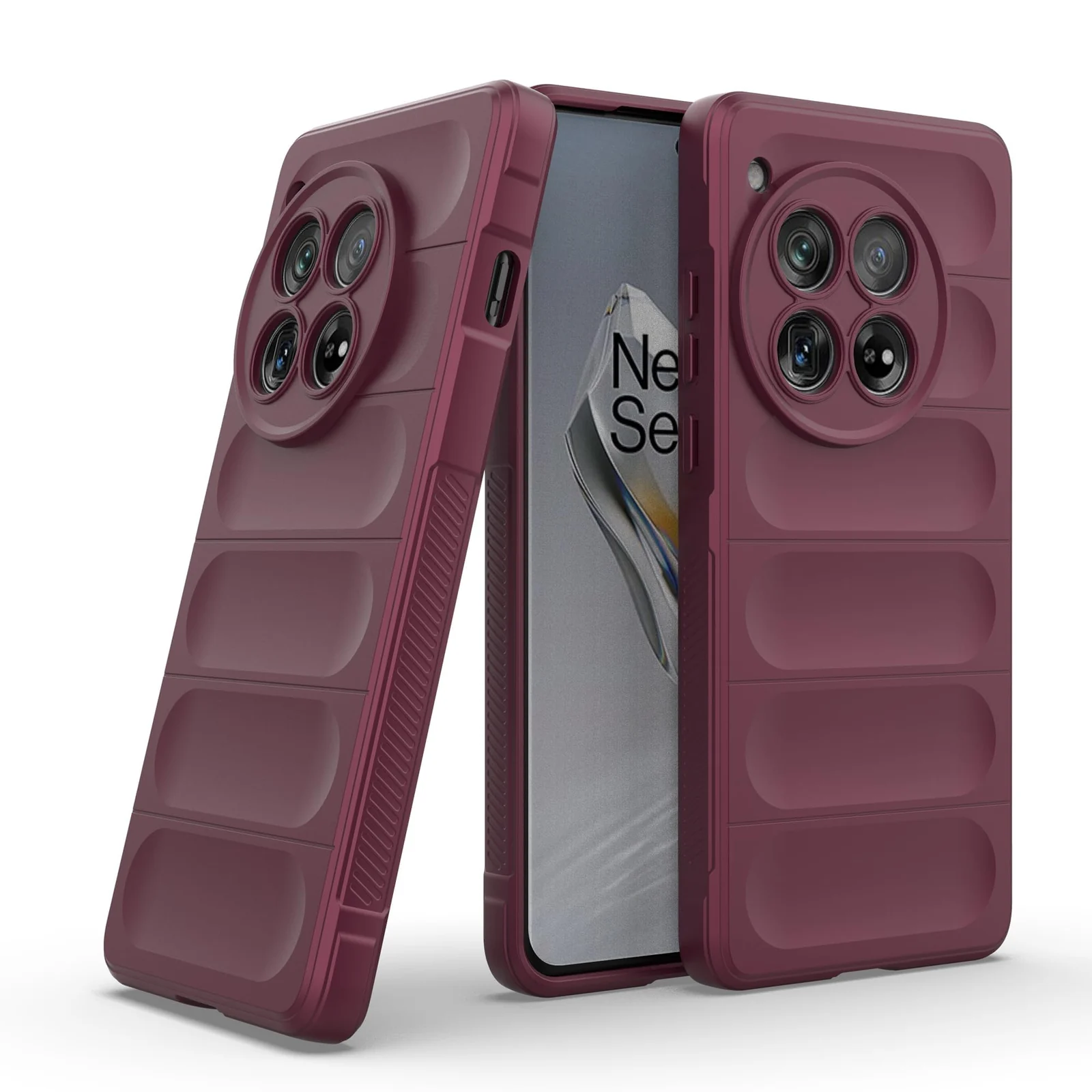 DL3 Mobilak Flexible Silicone and TPU Protective Case with Camera Protection for Oneplus 12R 5G / Oneplus Ace 3 - Wine Red