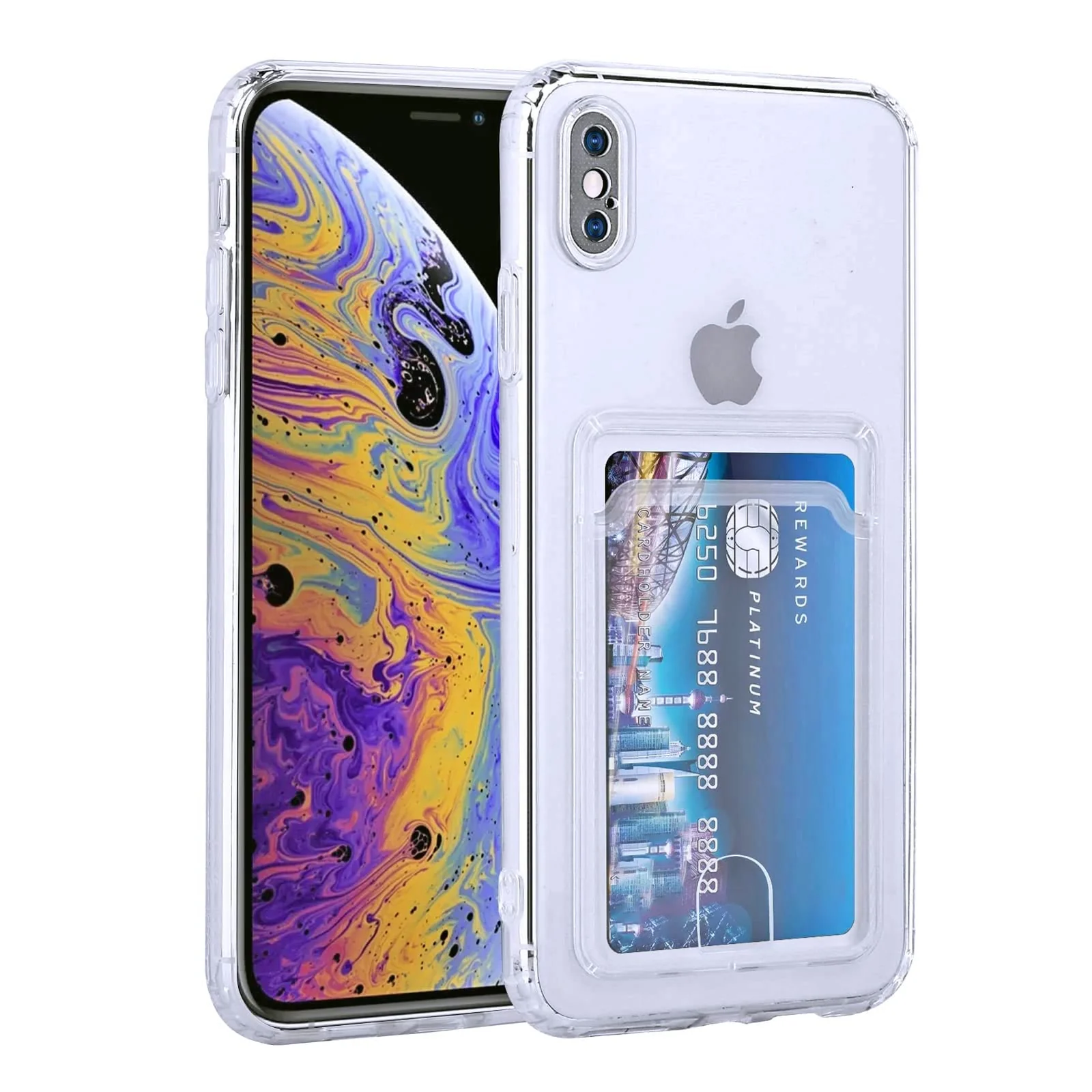DL3 Mobilak Compatible with iPhone Xs Max Wallet Case with Card Holder, Non-Yellowing Phone Case, Precision Cut-Outs and TPU Bumper for Shock Absorption, Anti-Scratch Smudge-Proof (Matte ) - Clear